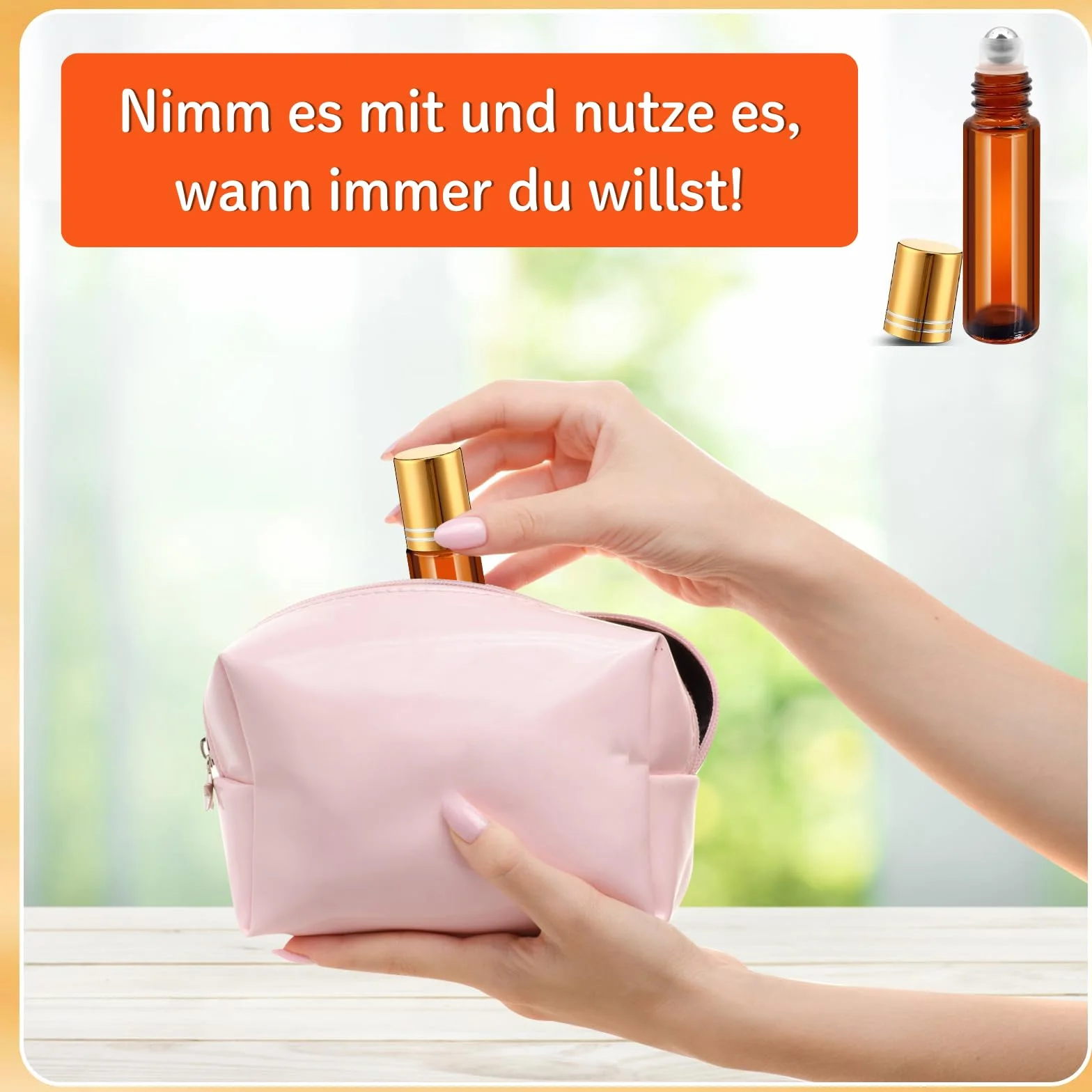 50 bottiglie Roll-On da 10 ml, in vetro ambra, ricaricabili, con sfera in acciaio inox, per oli essenziali, profumi e cosmetici, inclusi 5 tramoggia