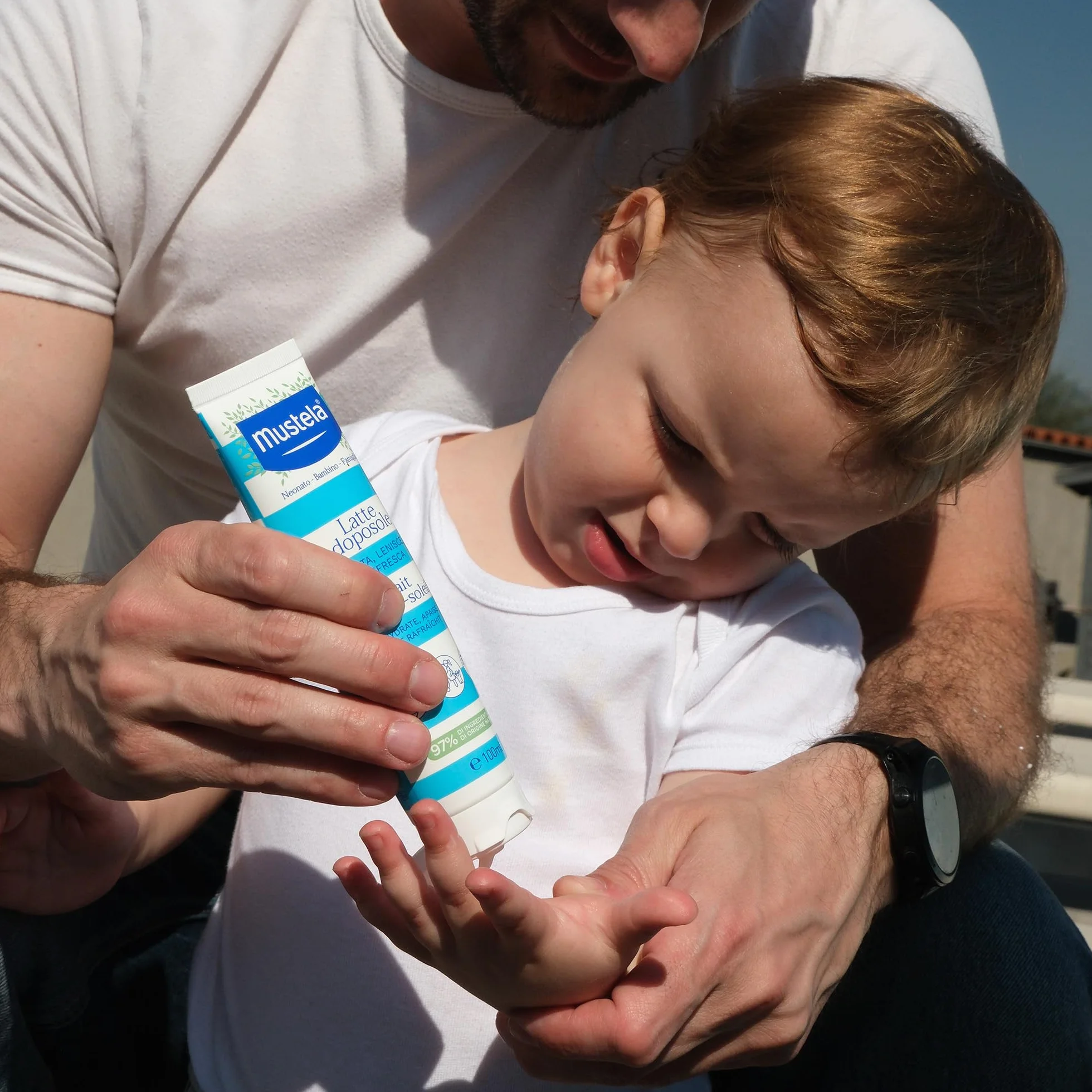 Mustela Latte Doposole 125ml Viso Corpo Burro di Karité Perseose Avocado Neonati Bambini Pelle Arrossata Freschezza