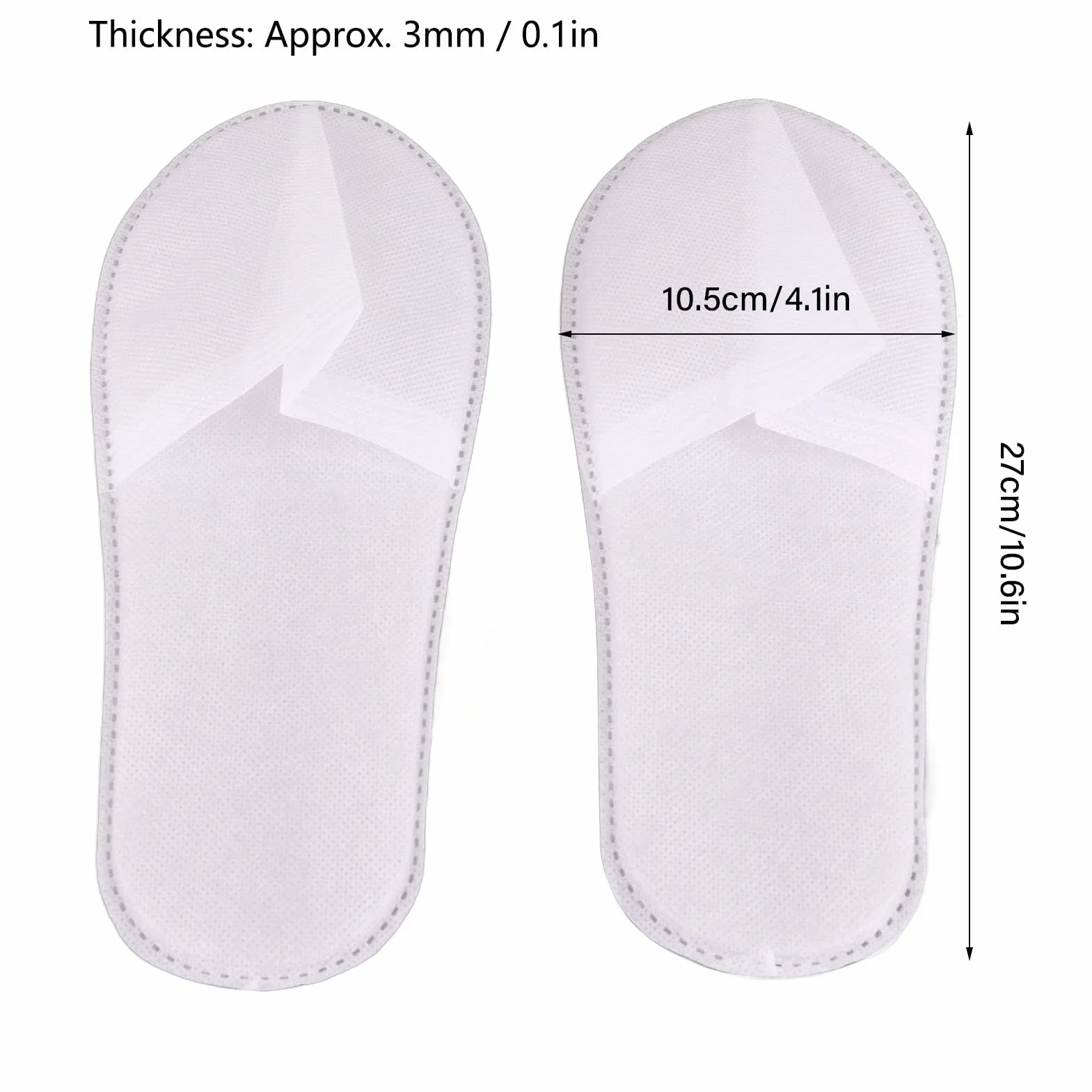 Pantofole monouso antiscivolo 50 paia suola addensata bianche tessuto non tessuto 3 mm