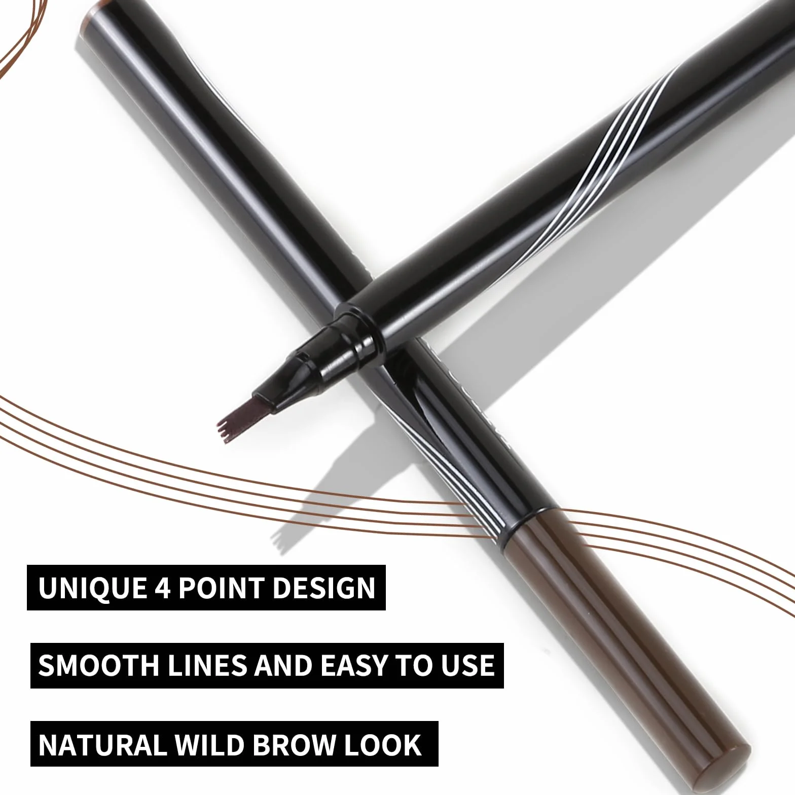 Boobeen Waterproof Eyebrow Pen-Micro Tip Eyebrow Pencil, Liquid Eyebrow Fork Tip Pen, Crea Sopracciglia 3D Naturali, Lunga Durata