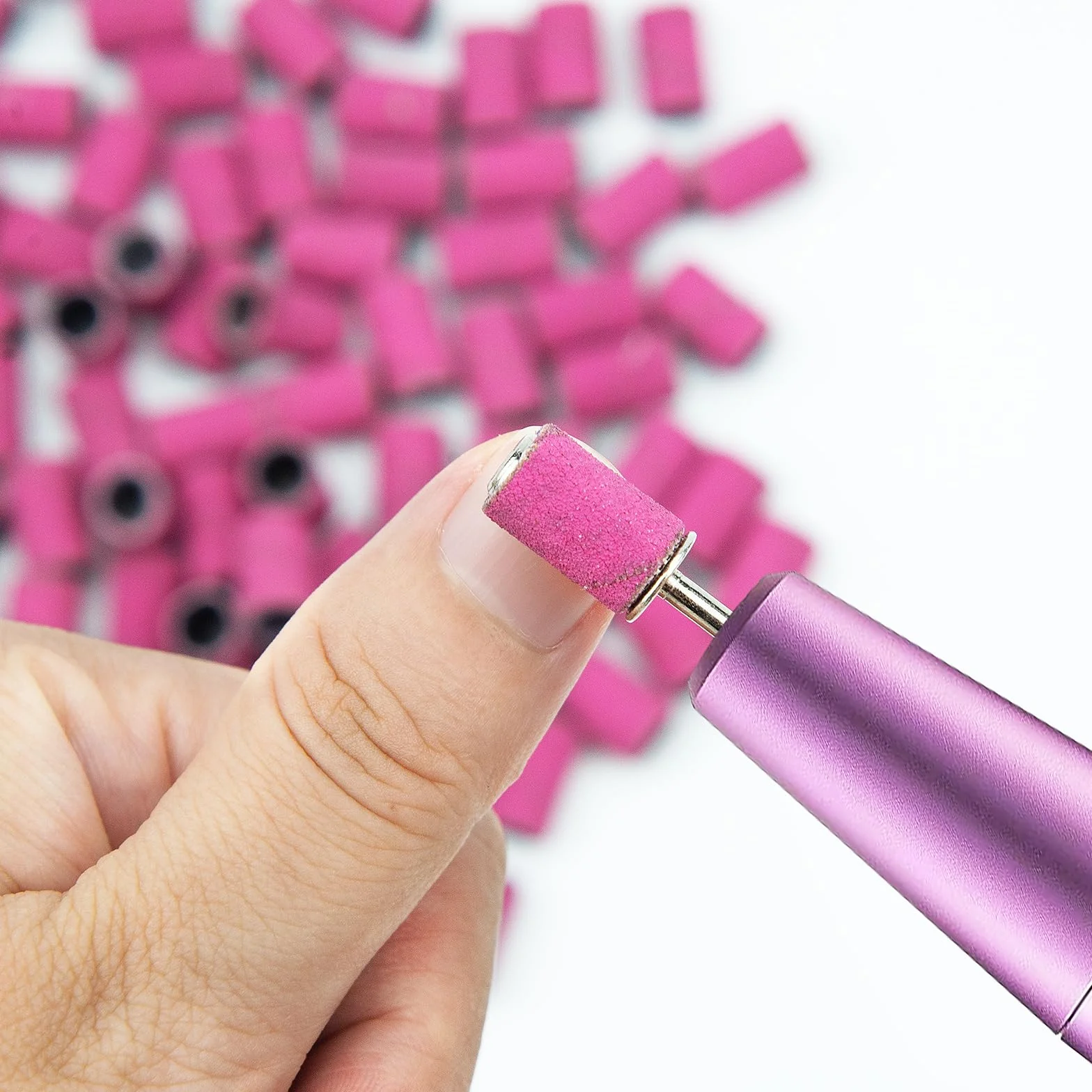 100 Pezzi Nastri Abrasivi Manicure, 180# Levigatura Bande, Bande Abrasive con Punte per Fresa Unghie per Pedicure del Manicure del Trivello del Unghie Macchina, Rosa