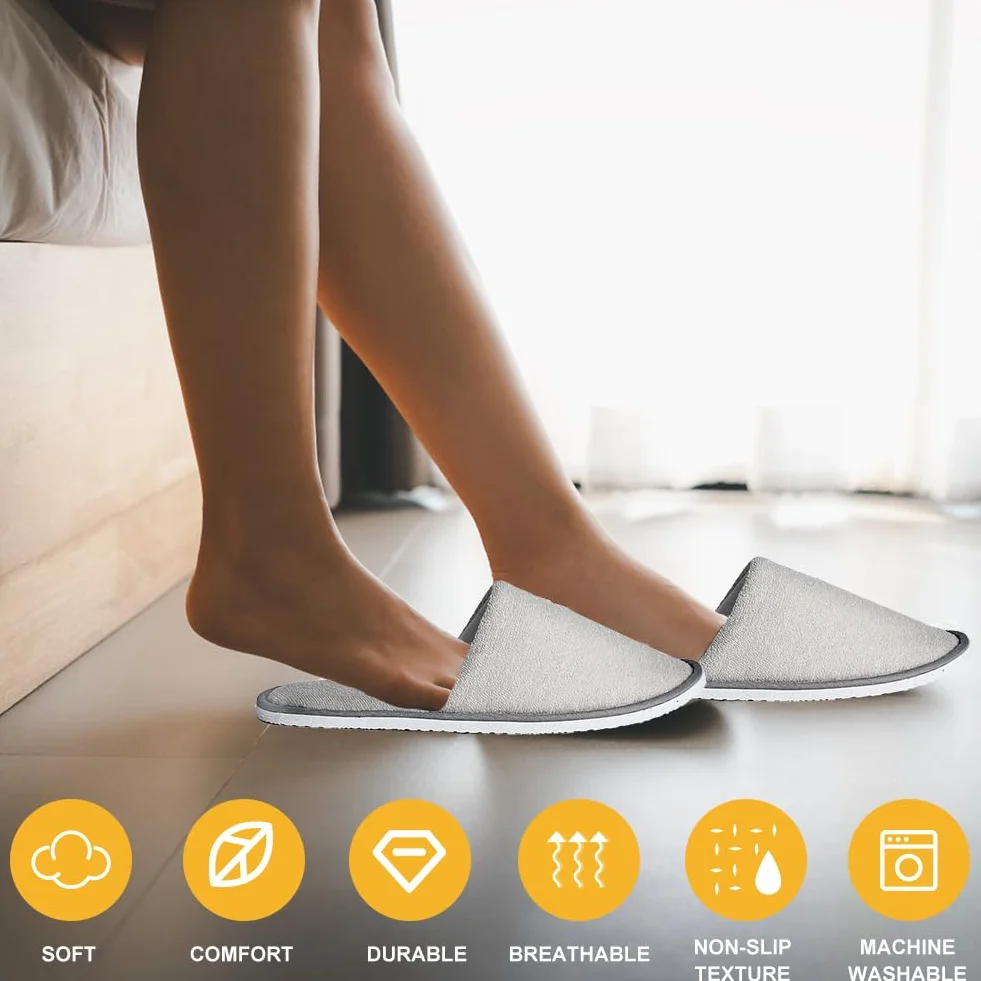 Pantofole hotel, Non Monouso pantofole ospiti lavabili Riutilizzabile ciabatte ospiti ciabatte da viaggio Anti-Slip pantofole