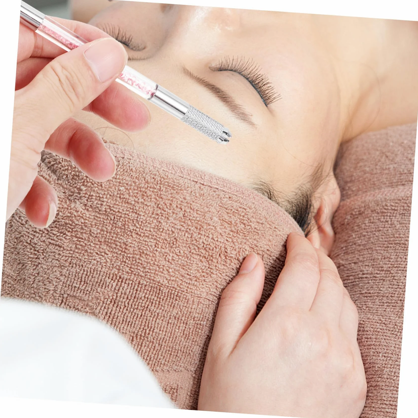 Penna per Tatuaggi Sopracciglia Doppia Punta Decorazione Cristalli Abs, 10 Pezzi per Microblading Professionale e Trucco Sopracciglia Naturale