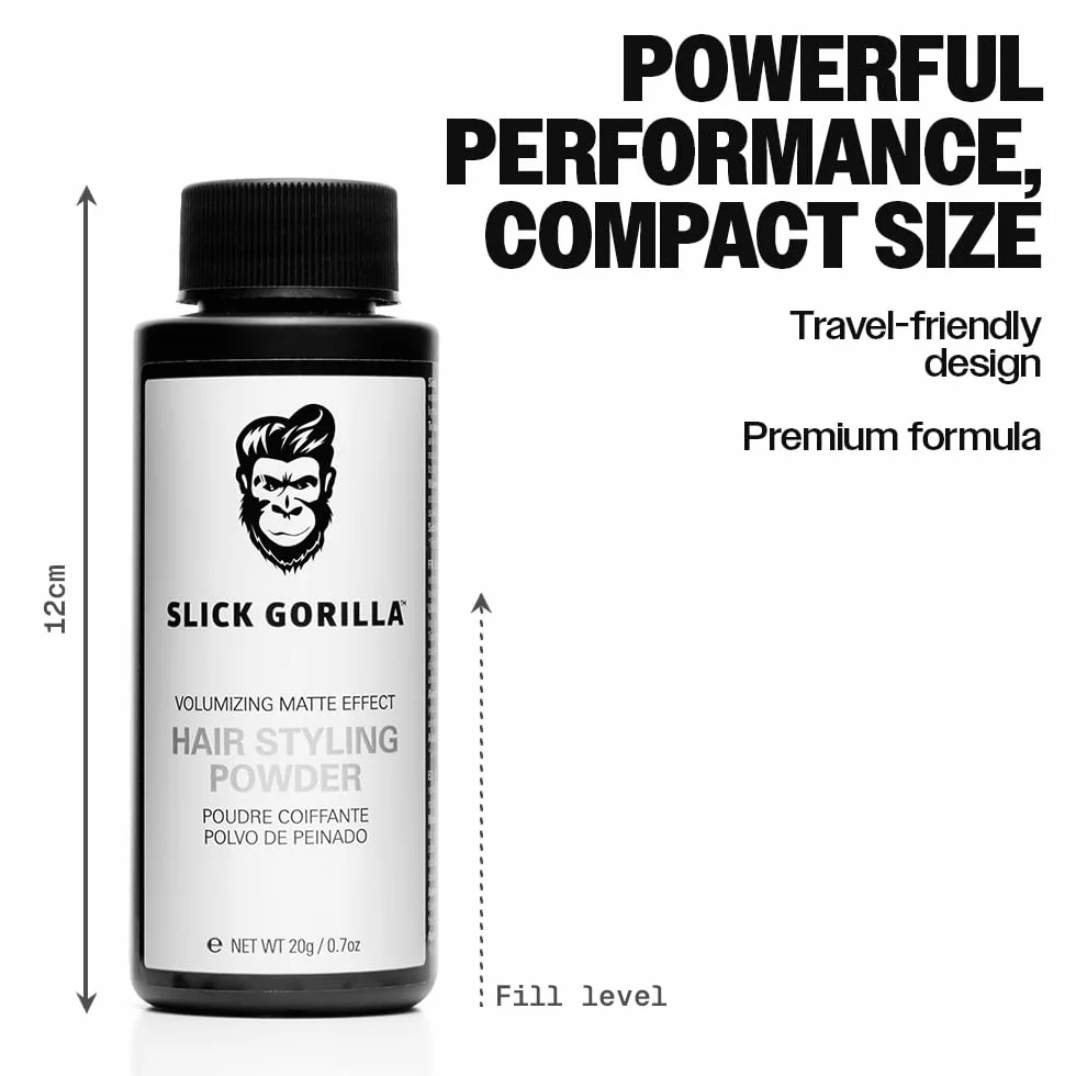Slick Gorilla Polvere per Capelli Uomo 20 ml Volumizzante Finish Opaco Tenuta 24 Ore