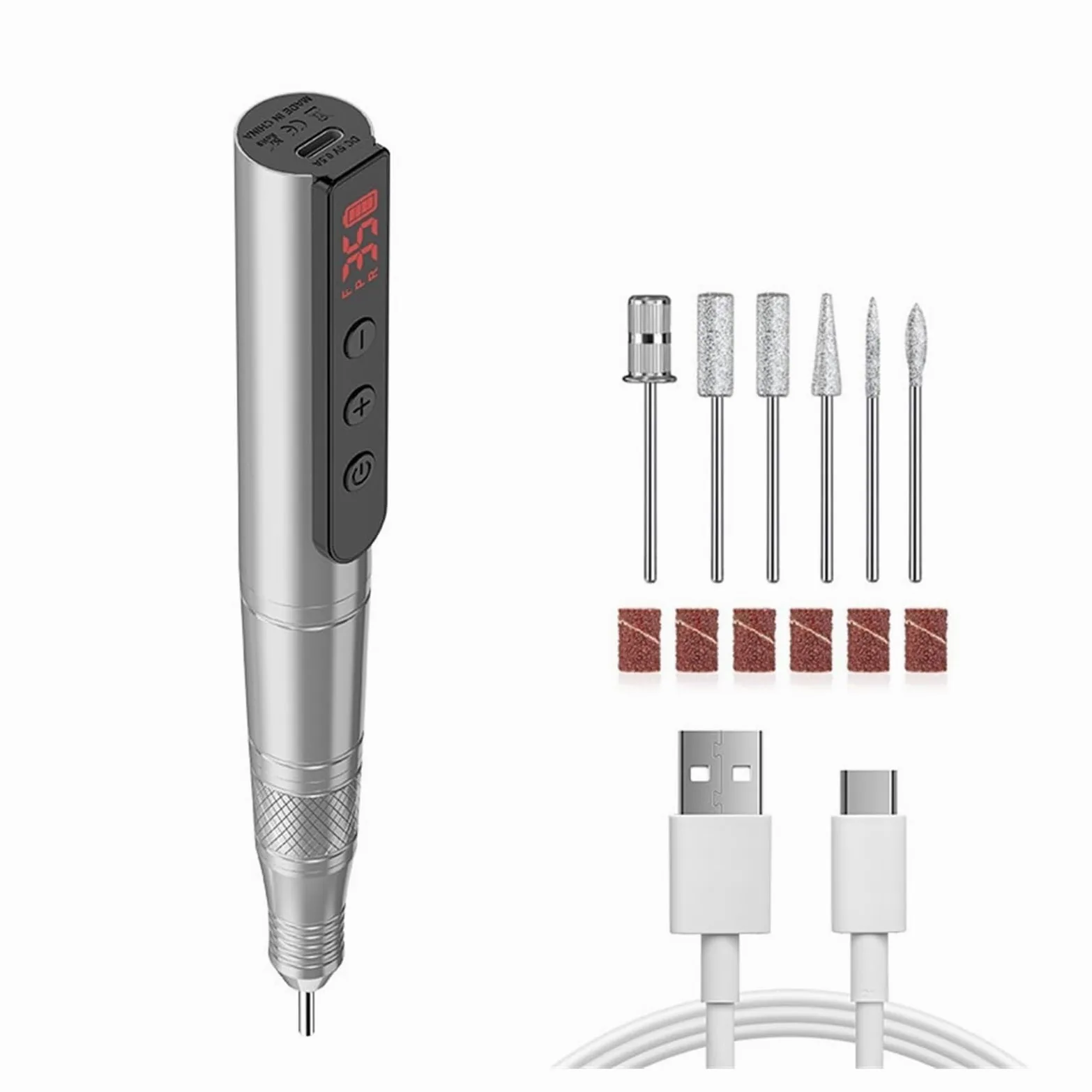 Fresa per Unghie, Trapano elettrico for unghie 35000 RPM for smalto gel for unghie in acrilico, accessori e strumenti for unghie for tornio professionale(White)