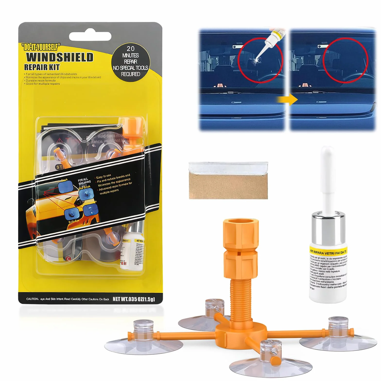 ZoneYan Kit riparazione parabrezza auto per crepe fori ragnatele stelle