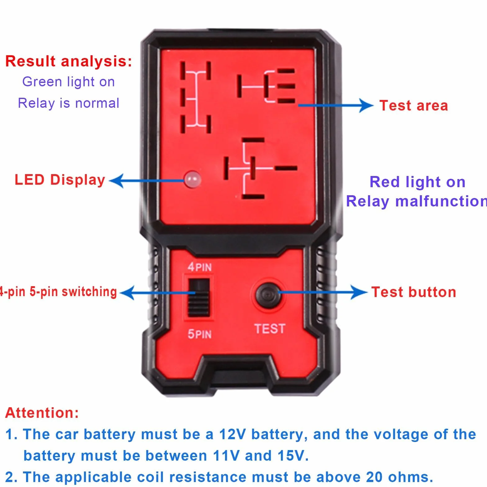 Tester per relè auto portatile Buddy Pro diagnostico strumento di carico alternatore