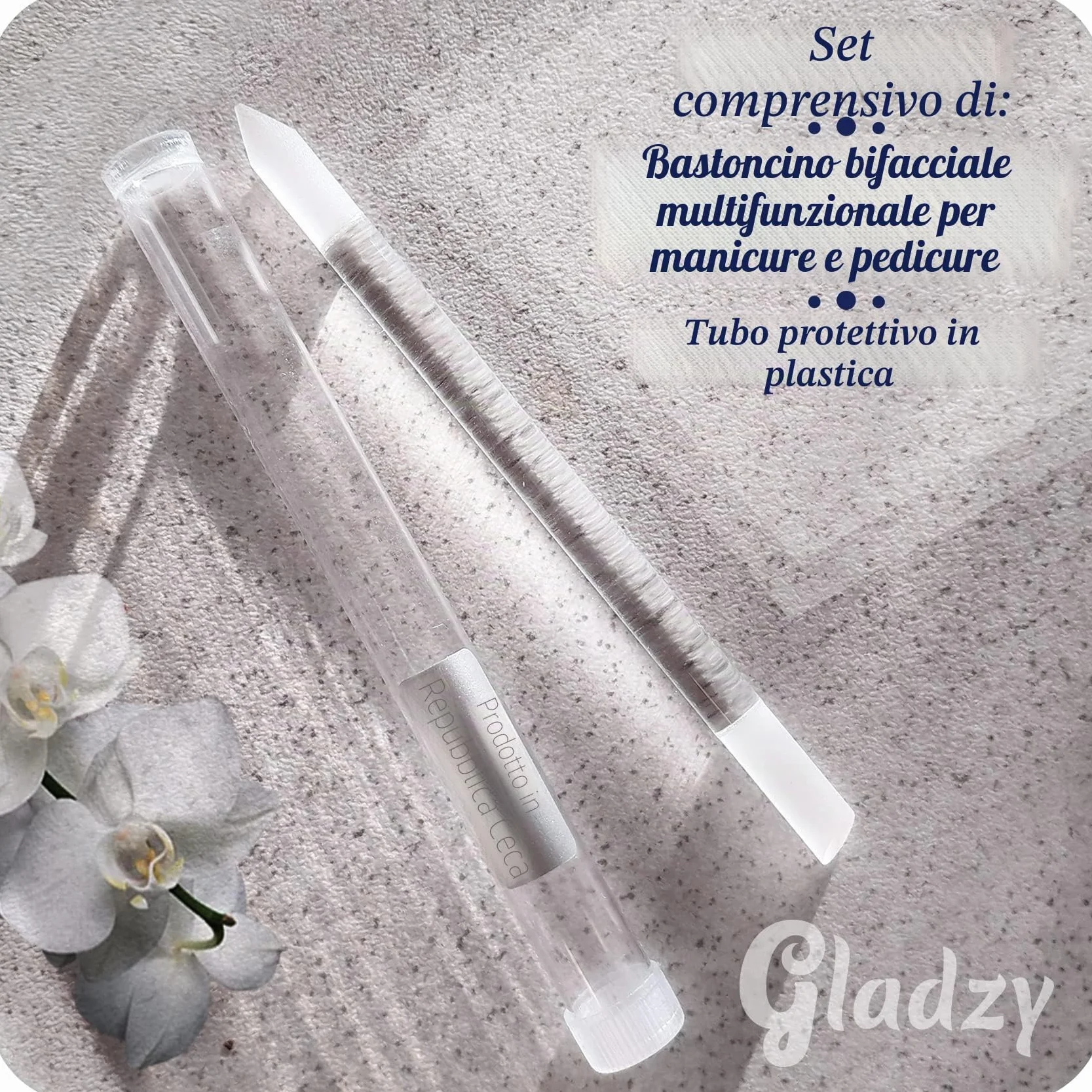 Lima in Vetro Spingi Cuticole - Bastoncino Manicure, Rimuovi Cuticole Professionale di Precisione, la Superficie Abrasiva Non si Consuma, Qualità Ceca, Gladzy