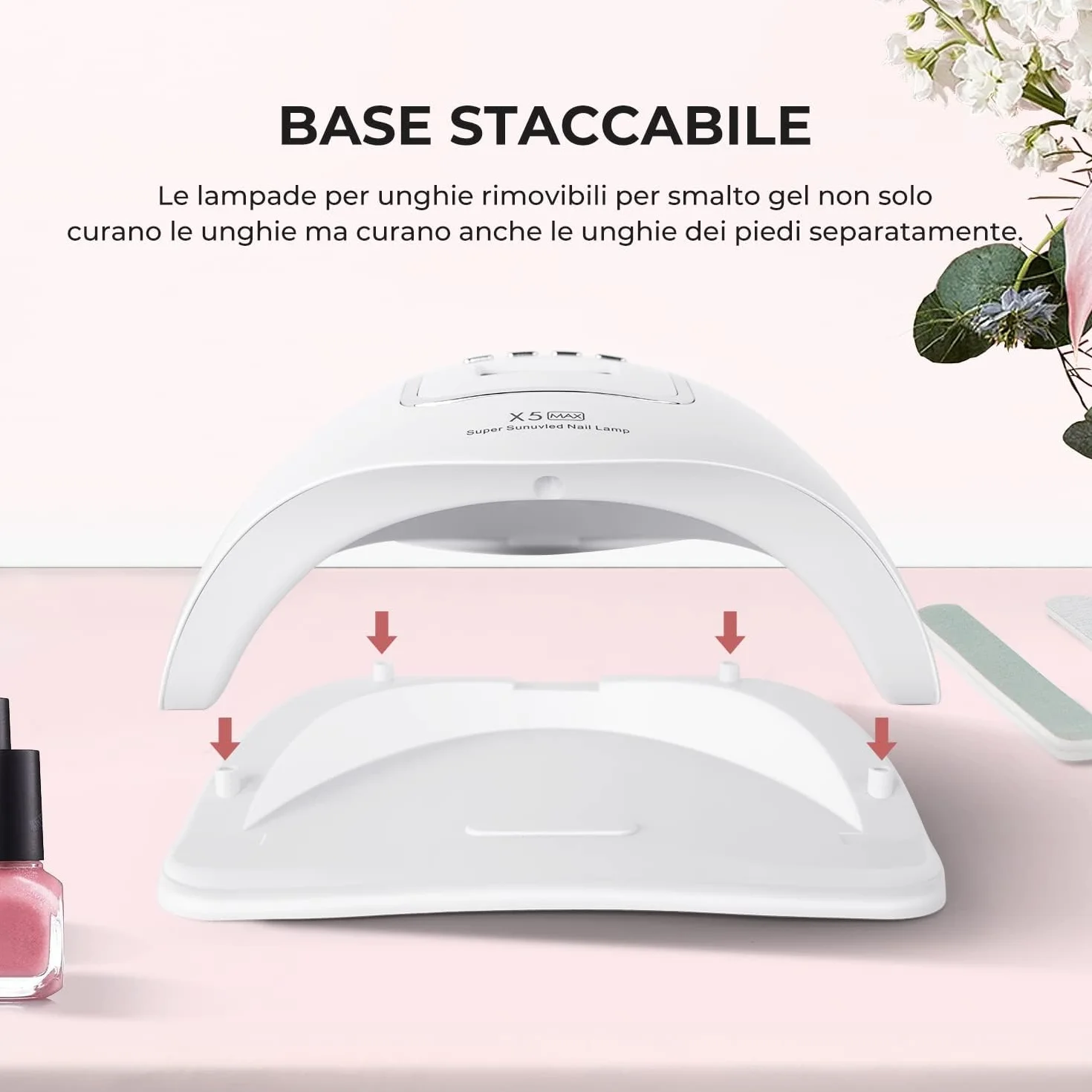 Lampada UV per Unghie 150W Portatile LED Asciuga Smalto Sensore Doppia Velocità 4 Timer Display LCD Fornetto Manicure Bianco