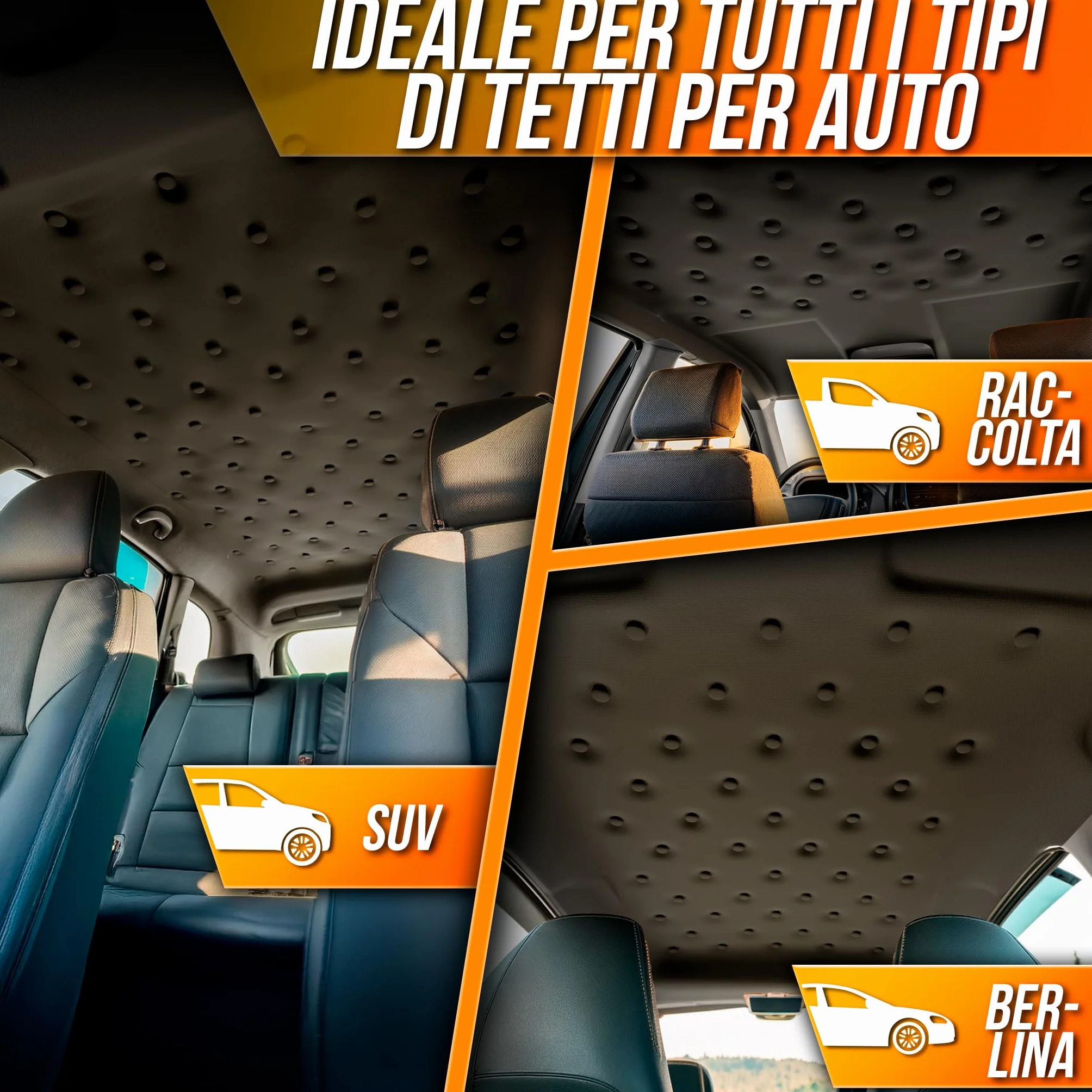 Kit Riparazione Cielo Auto Nero - Puntine Fissaggio Rivetti Tetto Auto Scollato Interno - Rimedi Fai da Te Bottoni per Tessuto Cielo Auto Tetto Rivestimento Universale