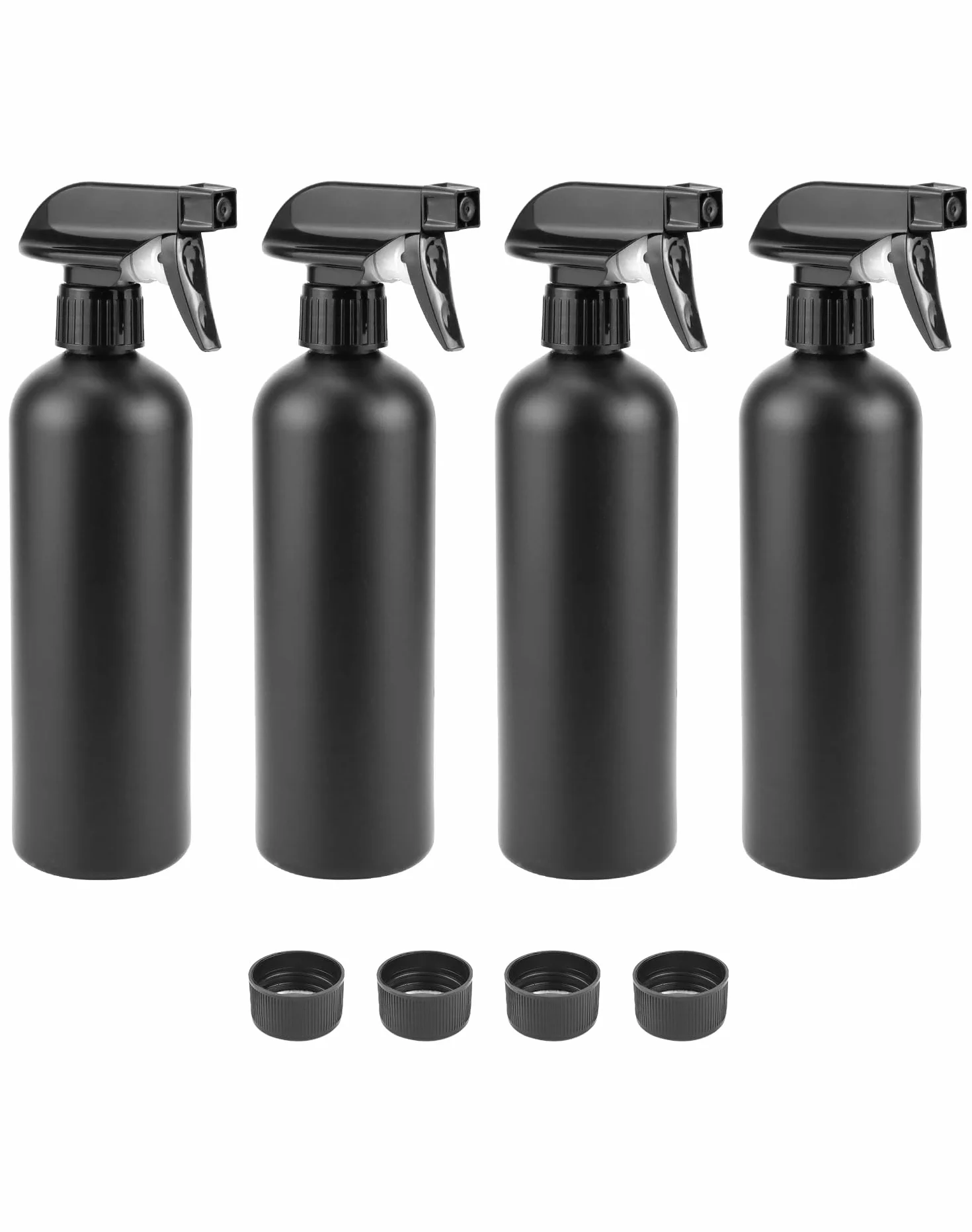 QWORK® Set da 4 flaconi spray da 500 ml, spruzzino nebulizzatore, nero, per acconciature, cura delle piante floreali, pulizia