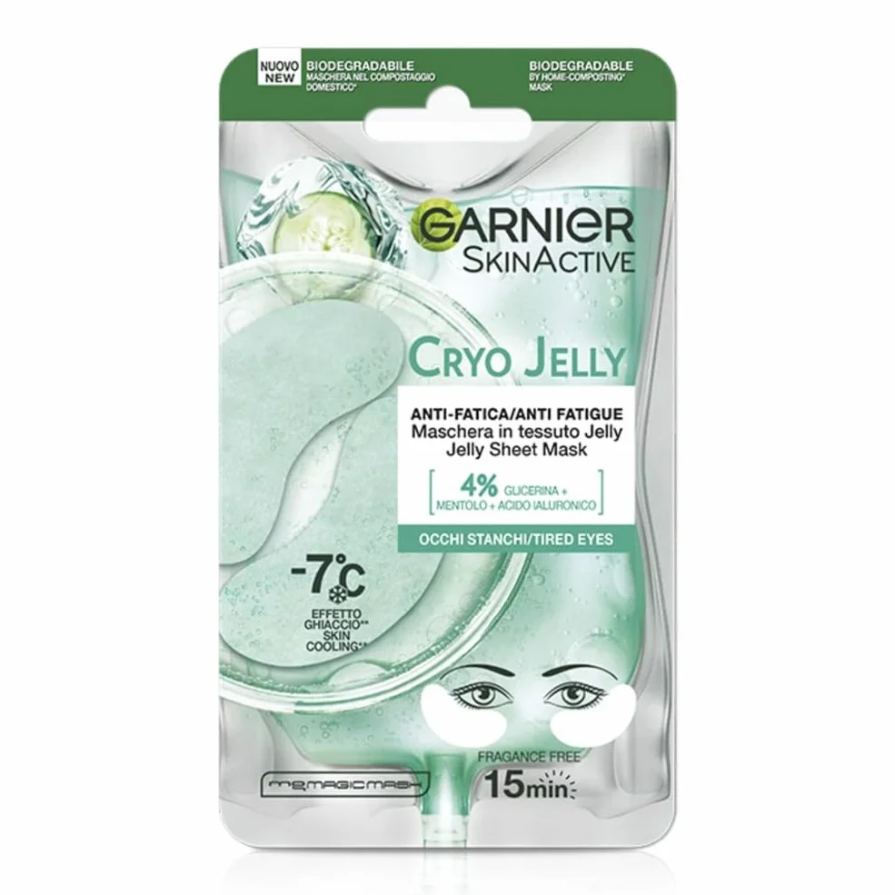 Garnier SkinActive Maschera Occhi Hyaluronic Cryo Jelly, Anti-Fatica con Acido Ialuronico, Mentolo e Glicerina, Formula Effetto Ghiaccio, 5 g