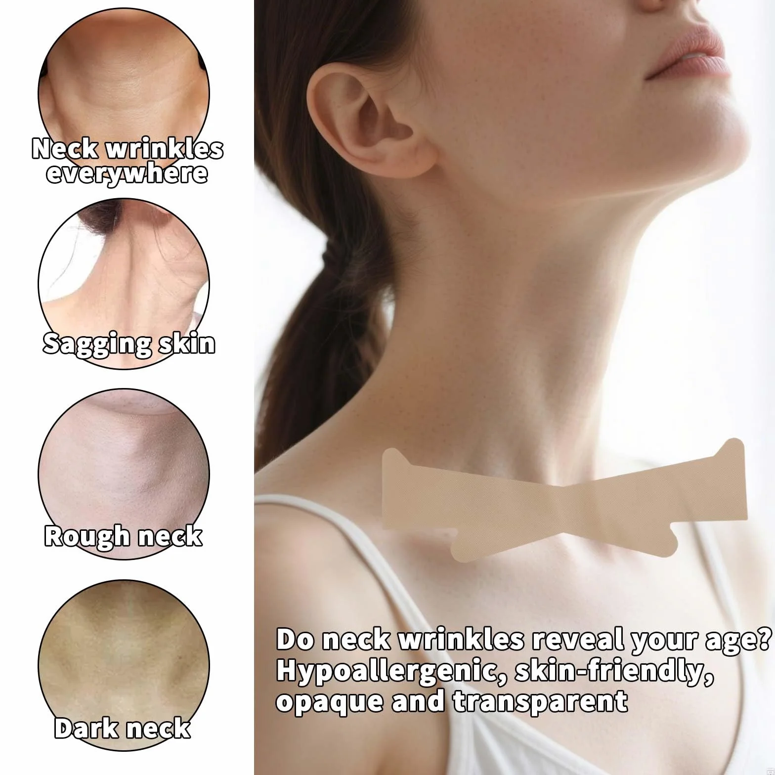 20pz Invisibili Istantanei Nastro Sollevamento Collo, Riutilizzabili Elastiche Cerotti Antirughe Collo Impermeabili e Traspiranti Nastro Sollevamento Viso da Usare Prima Trucco