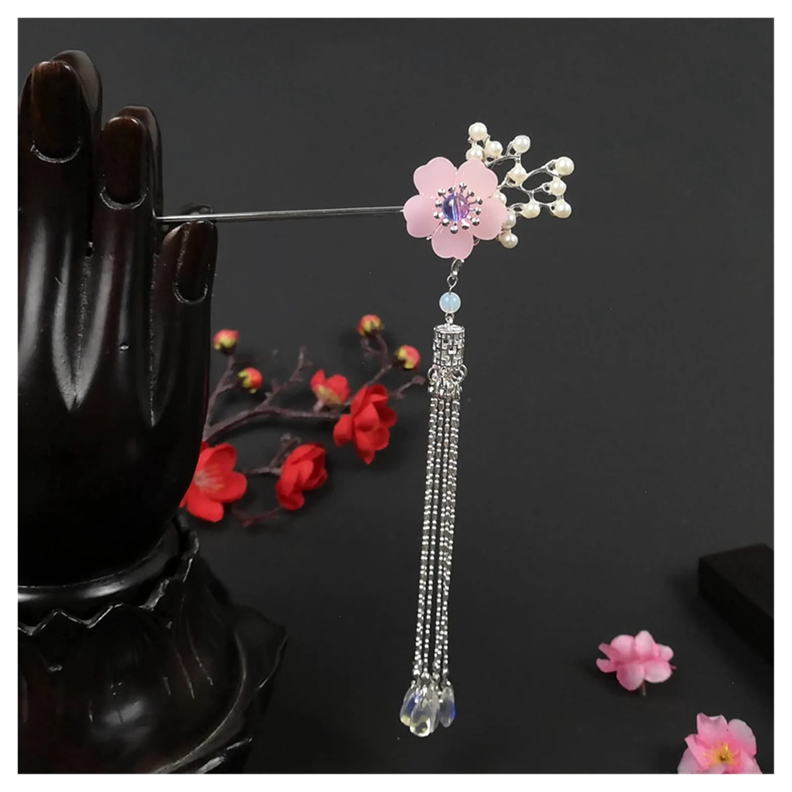 Chiesa Cinese Hanfu Ornamento for Capelli for Capelli da Sposa con peli di Fiore d'oro (Color : B)