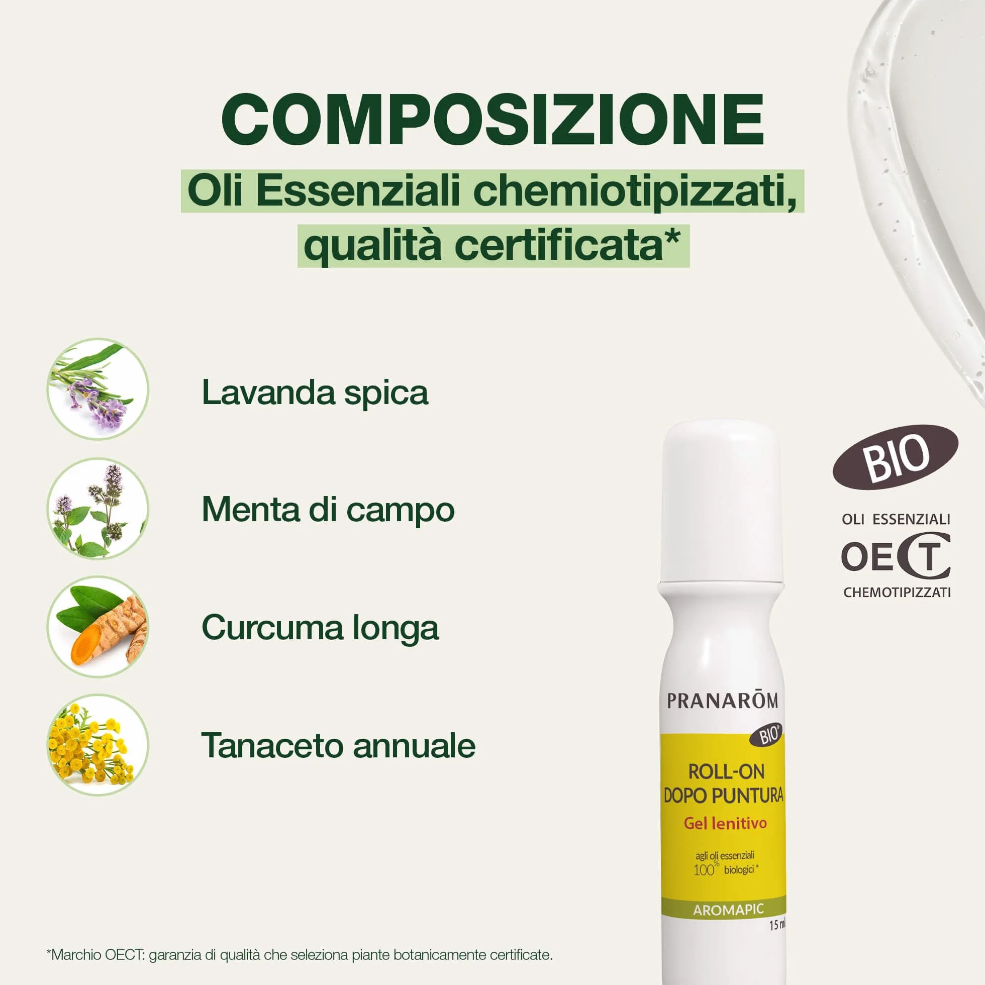 Pranarôm Aromapic Roll-on Dopopuntura BIO 15ml Lavanda spica Menta selvatica