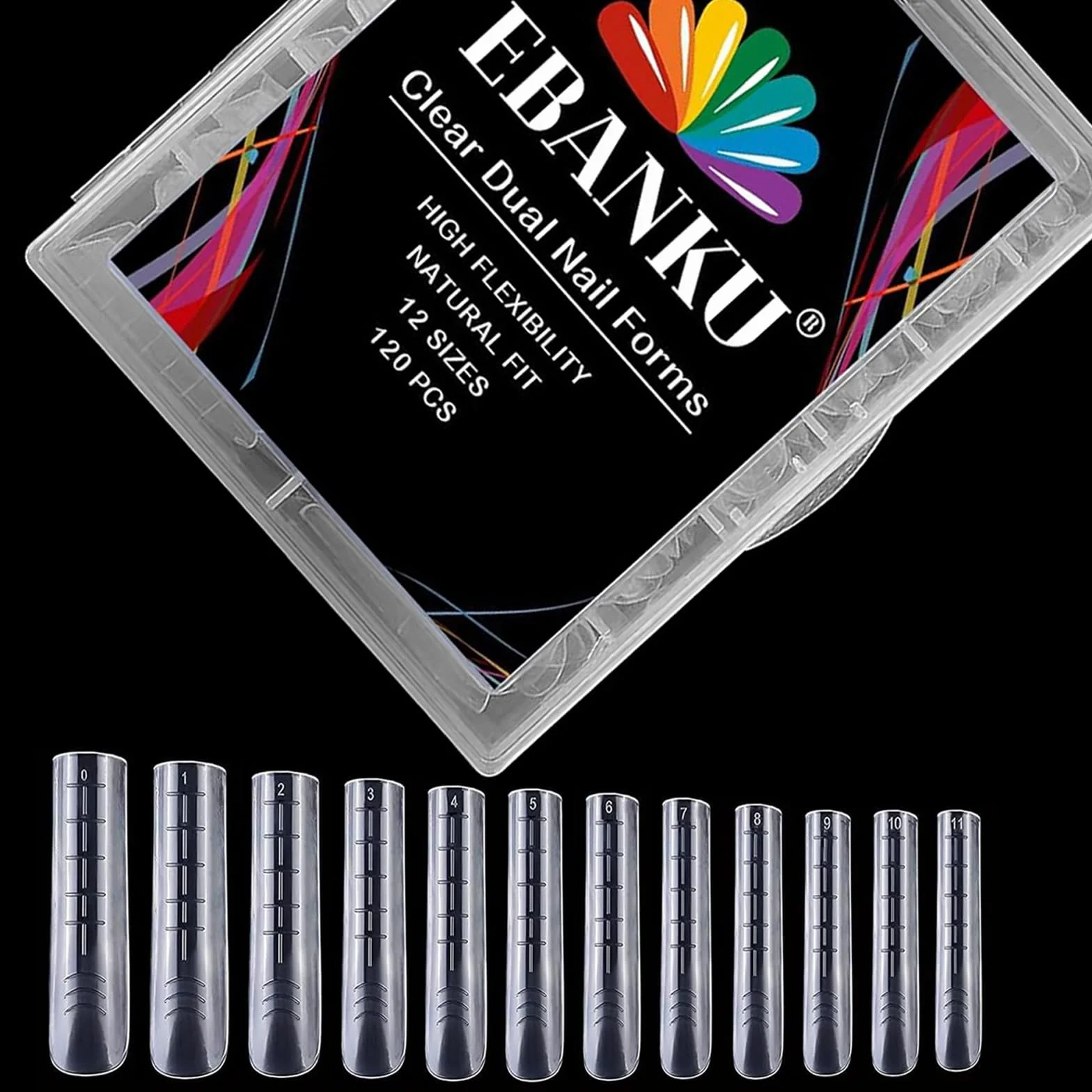 EBANKU Faux Ongles Capsule Ongles Acrylique,120PCS Unghie copertura completa Punte per Unghie in Acrilico Strumenti per l'estensione delle Unghie Forme per Unghie per Nail Aart, con Scala Graduata