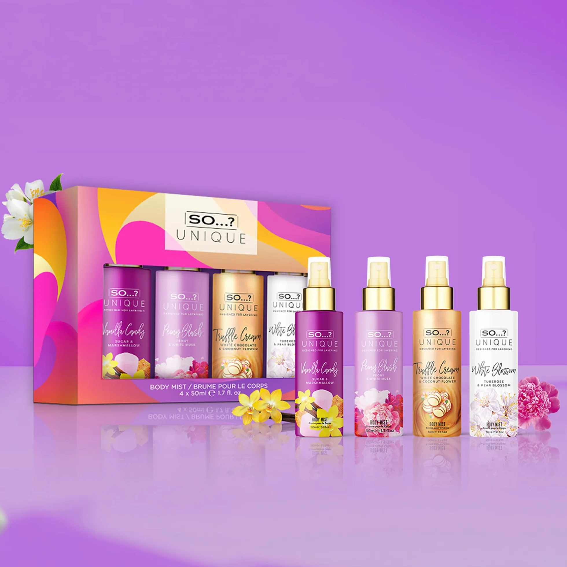 So…? Unique Grande Womens Mini Mist Gift Set, Body Mist Fragrance Spray (4x50ml)