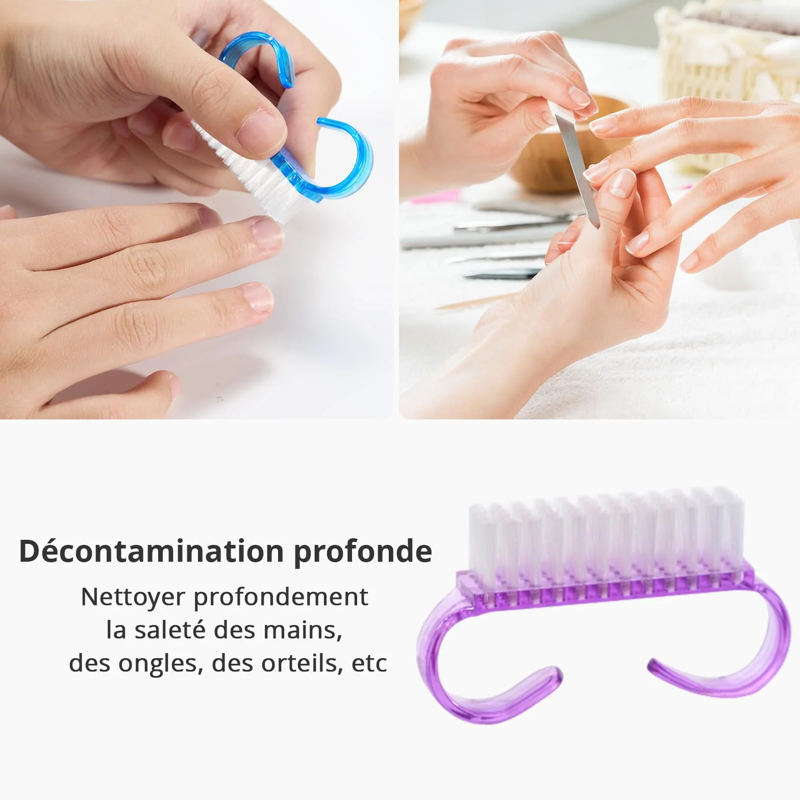 Cheerhom 4 Pezzi Spazzolino Unghie,con Manico in Plastica per Pulire le Dita