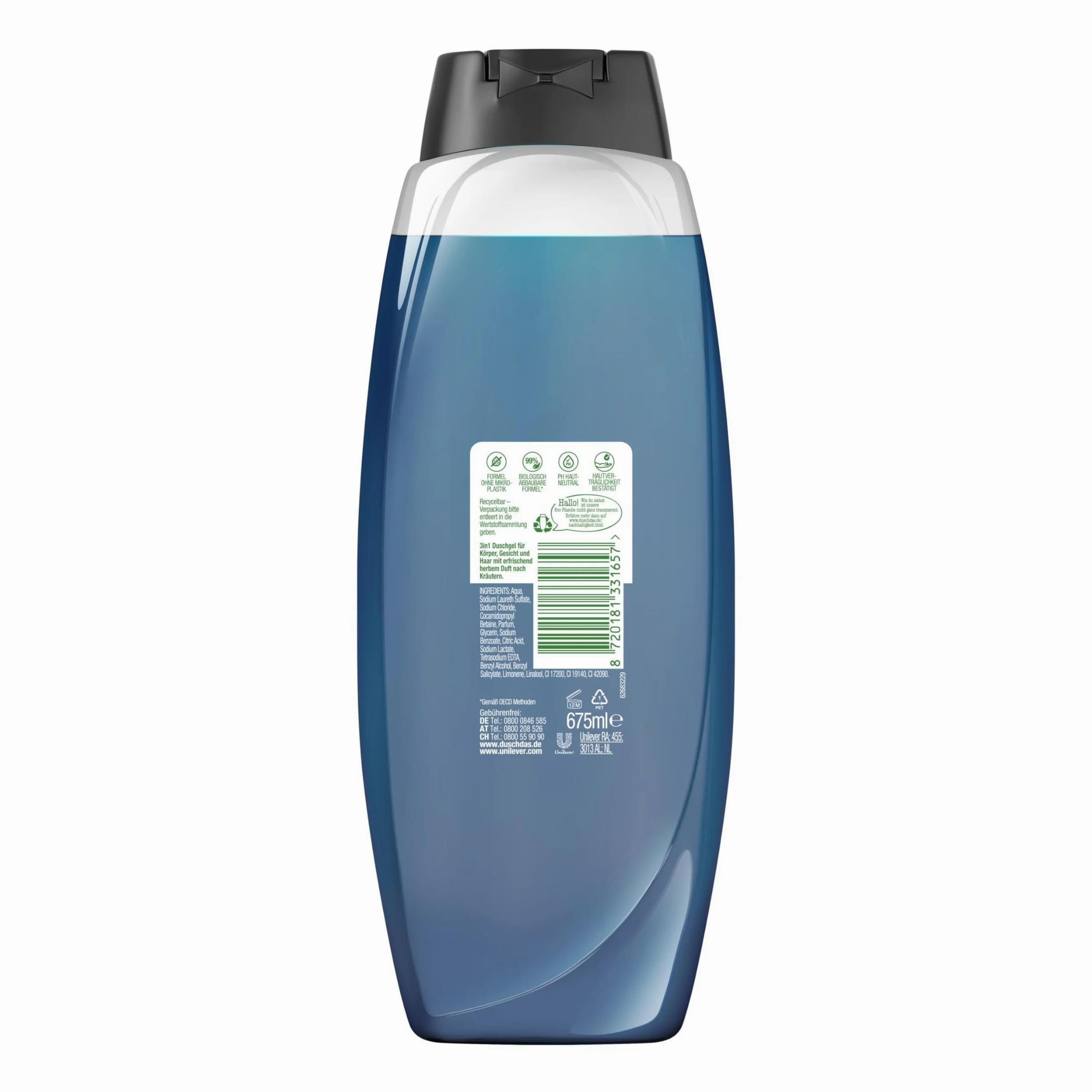 Duschdas Gel doccia 3 in 1 e shampoo per uomo XXXL con formula profumata Fresh Energy garantisce un inizio rinfrescante della giornata 675 ml