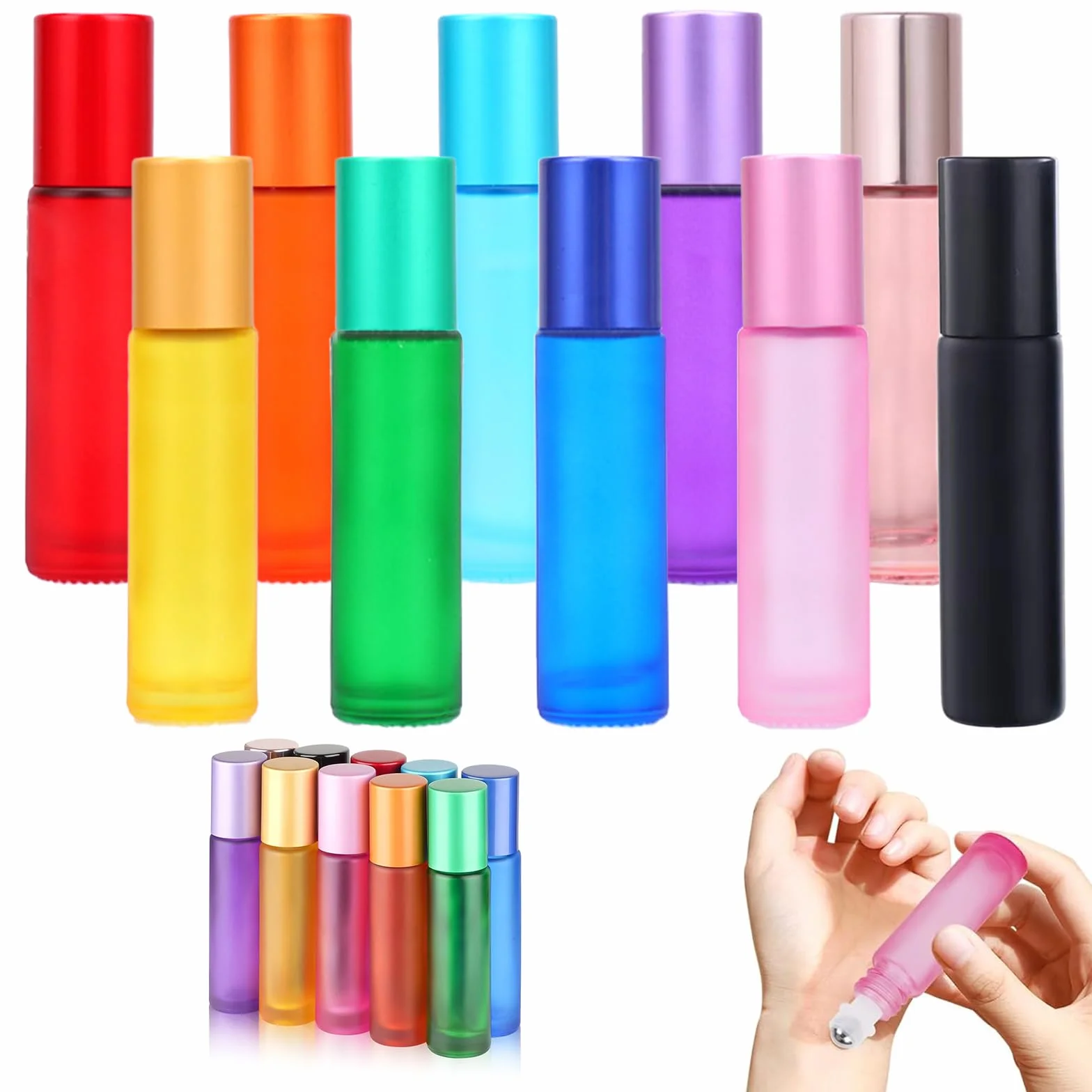10 ml flacone Roll on Vuoto, 10 Pezzi flaconi Roll on per Oli - flaconi in Vetro Oli Essenziali, aromaterapia, profumi e Cosmetici, Moderni (10 Colori)