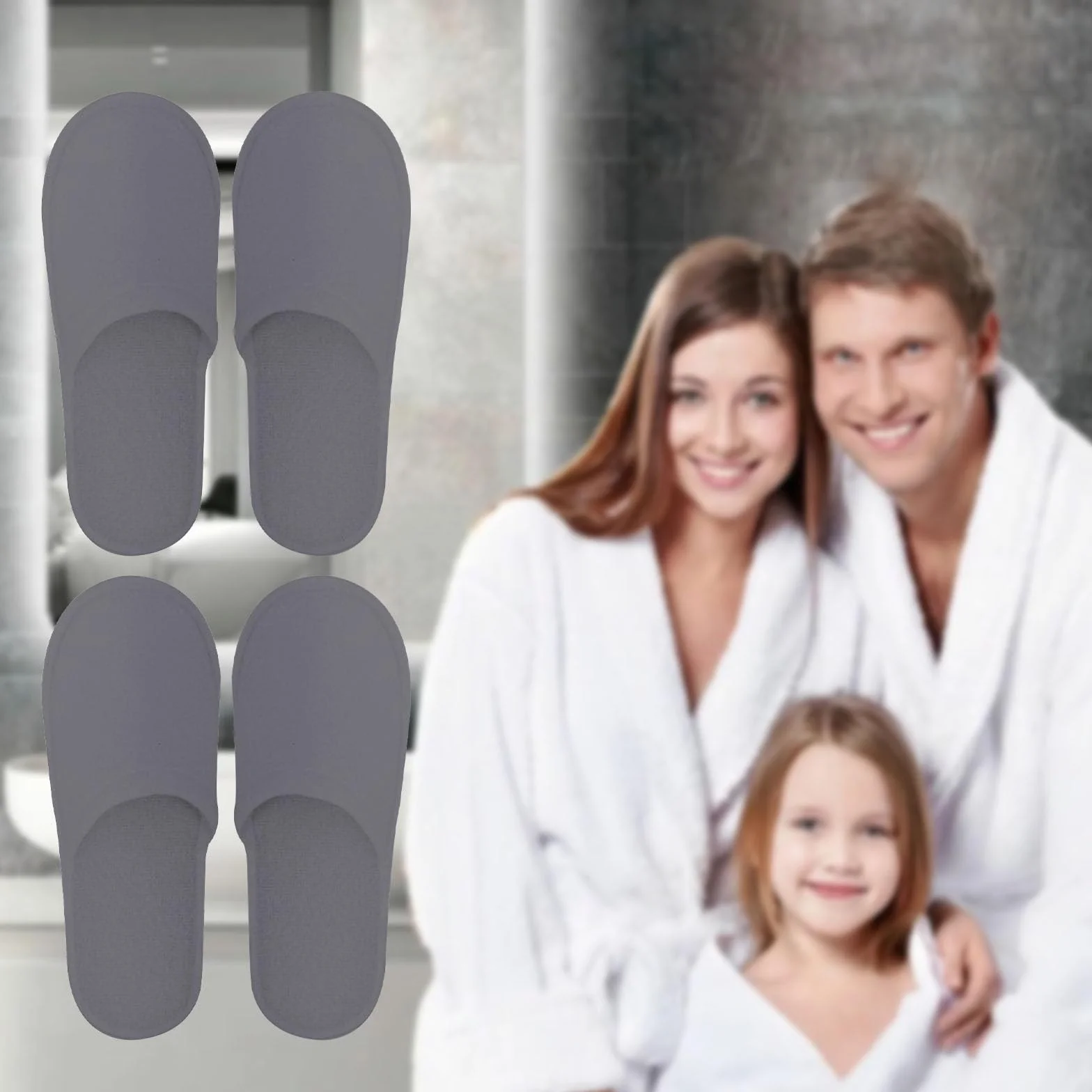 Pantofole Hotel - 2 Paia Usa E Getta Antiscivolo per Ospiti, SPA, Ciabatte Monouso, Sposa Bianco (Taglia EU 37-43, Grigio)