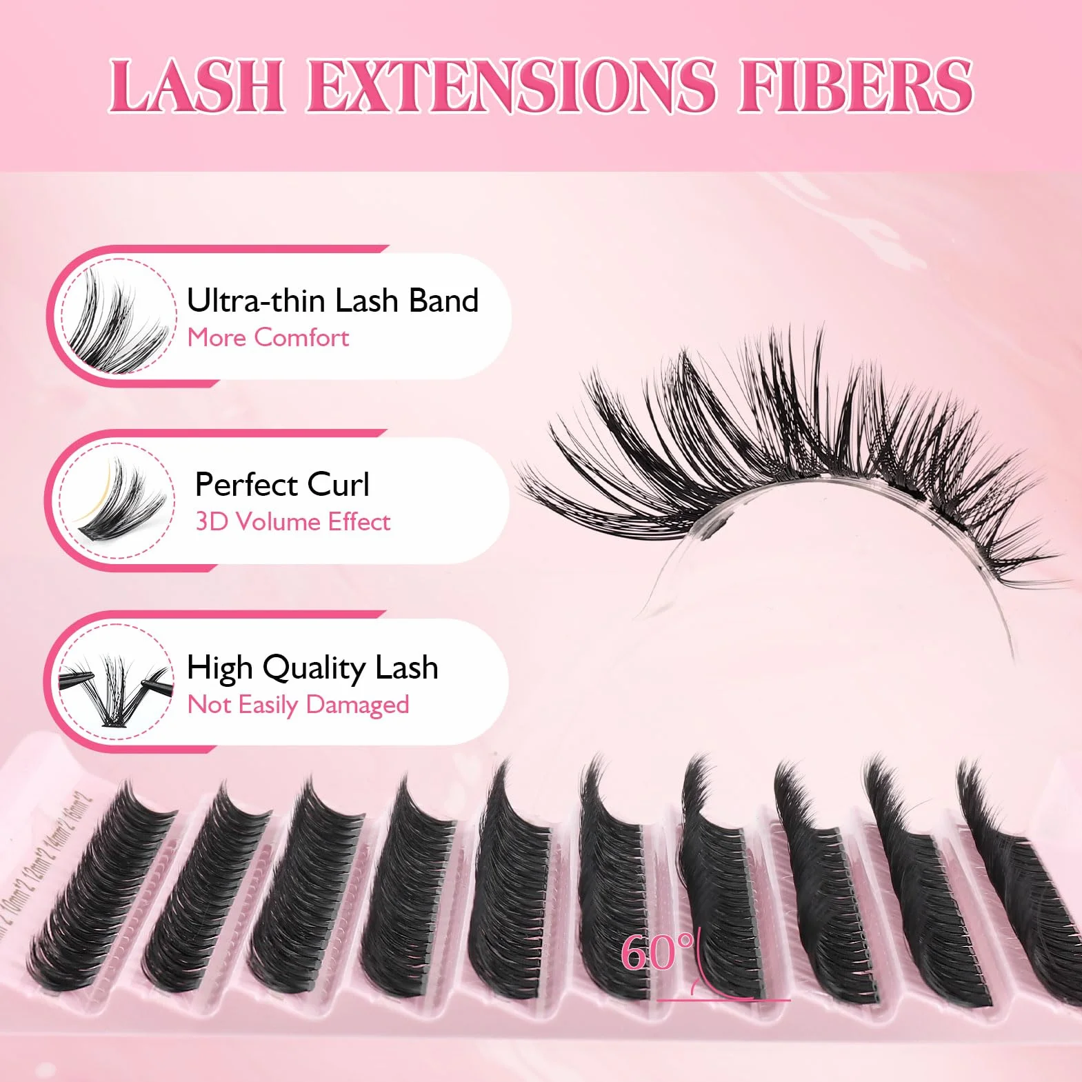 Sixstarhair 60D Volume Lash Clusters Kit 8-16mm DIY Eyelash Extension con Bond e Dispositivo di Rimozione