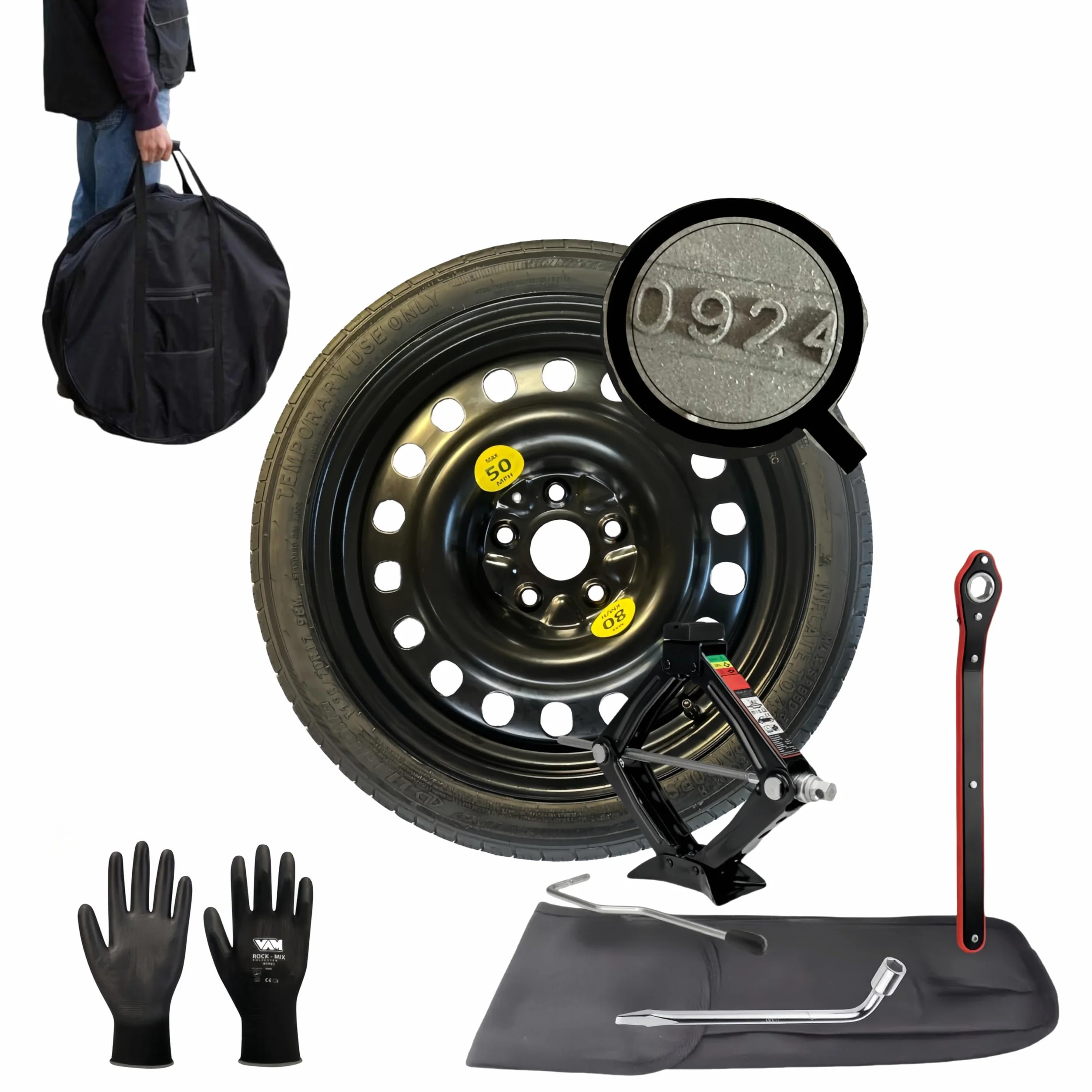 D'angelo Kit Ruotino di Scorta 19" compatibile Tesla Model Y 145/80r19