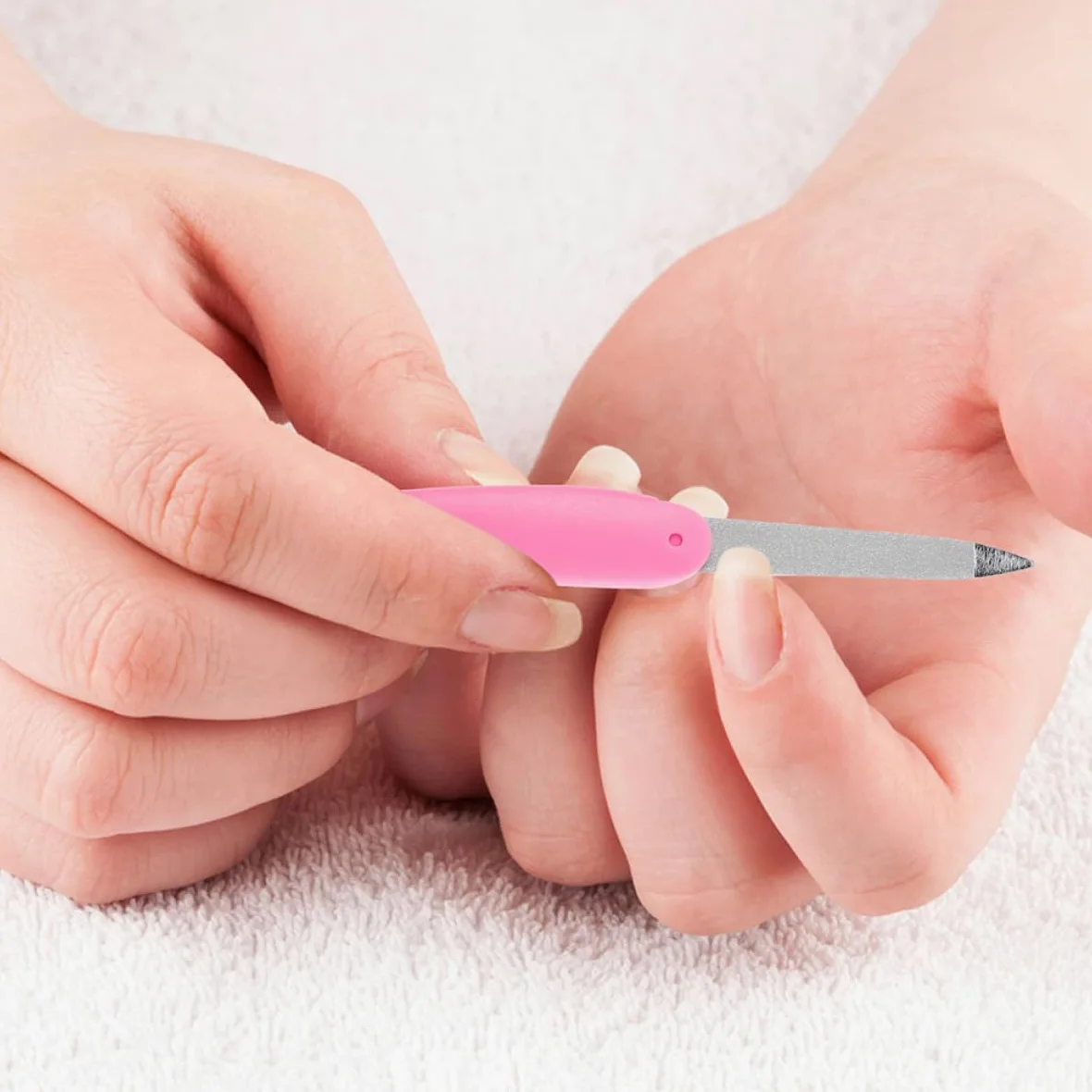 Lima per Unghie Pieghevole Rosa 8 Pezzi, Doppio Lato | Abs e Metallo, Formato Mini Tascabile, Uso Casa e Salone, Texture Delicata per Rifinitura