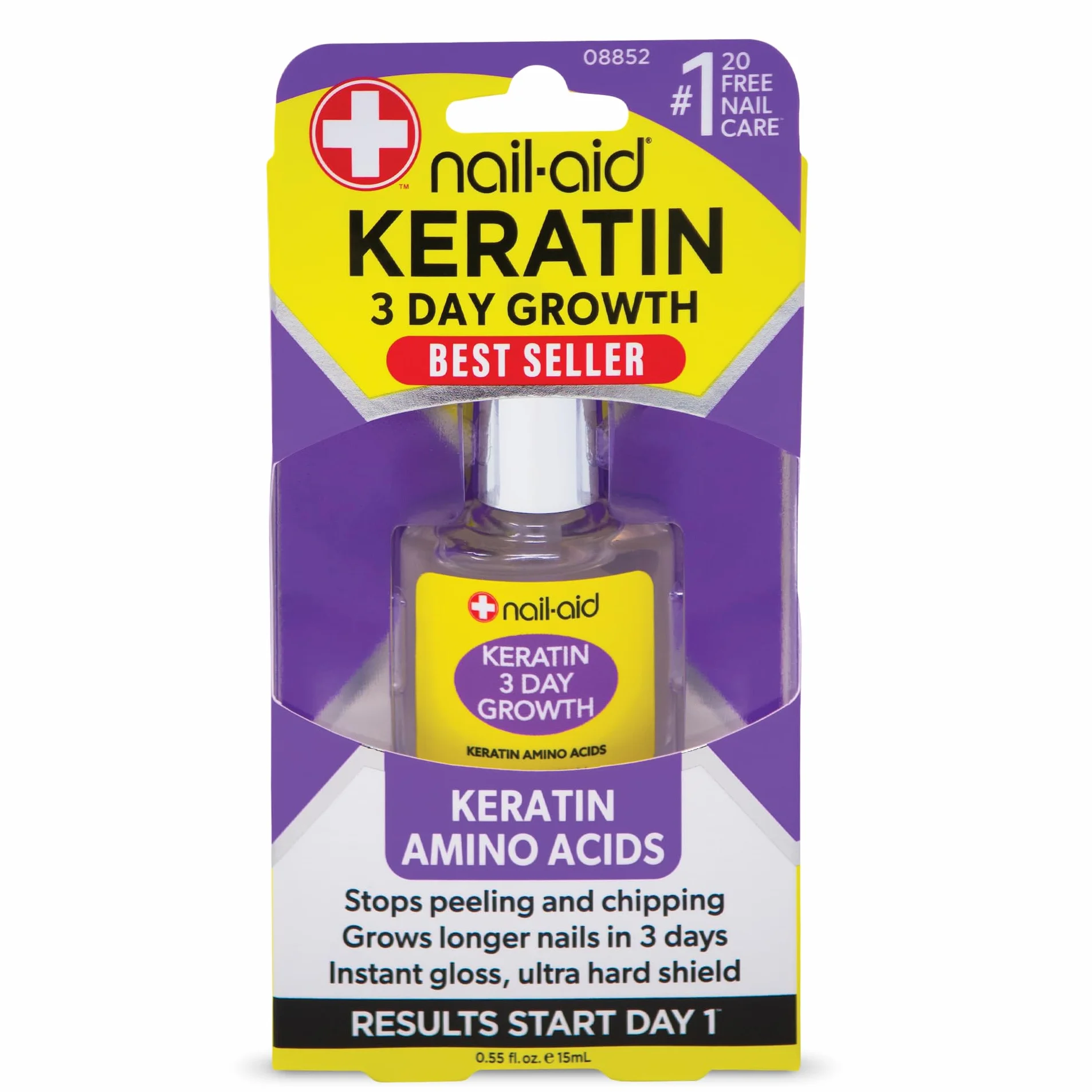 Nail-Aid Crescita di 3 giorni alla cheratina per unghie, 0,55 fl oz