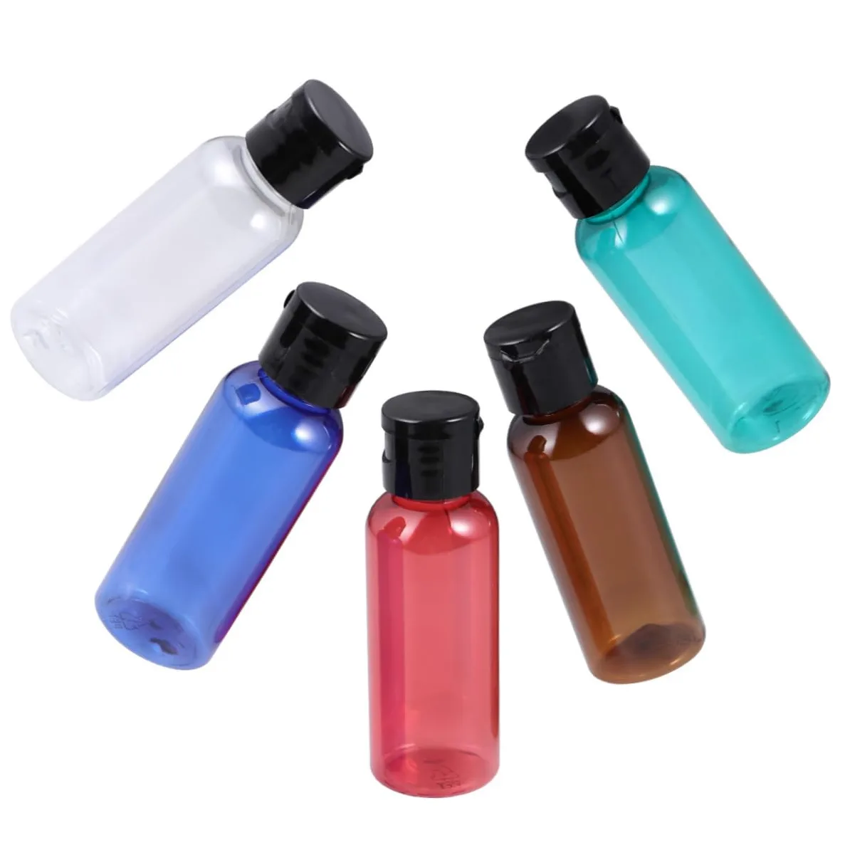 DOITOOL 30pezzi Bottiglie Da Viaggio Ricaricabili Da Contenitori Vuoti Per Gel Sanificante e Lozione Misti Rosso Verde Marrone Blu Trasparente Pratiche e Leggere Per Ogni Occasione