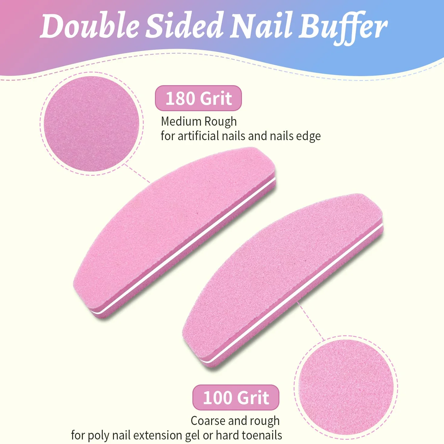 20 PCS Buffer per Unghie, Buffer Blocco per Unghie in Gel Acrilico Naturale, 100/180 Buffer Unghie Professionale per Levigatura per Smalto a Doppia Faccia (Rosa)
