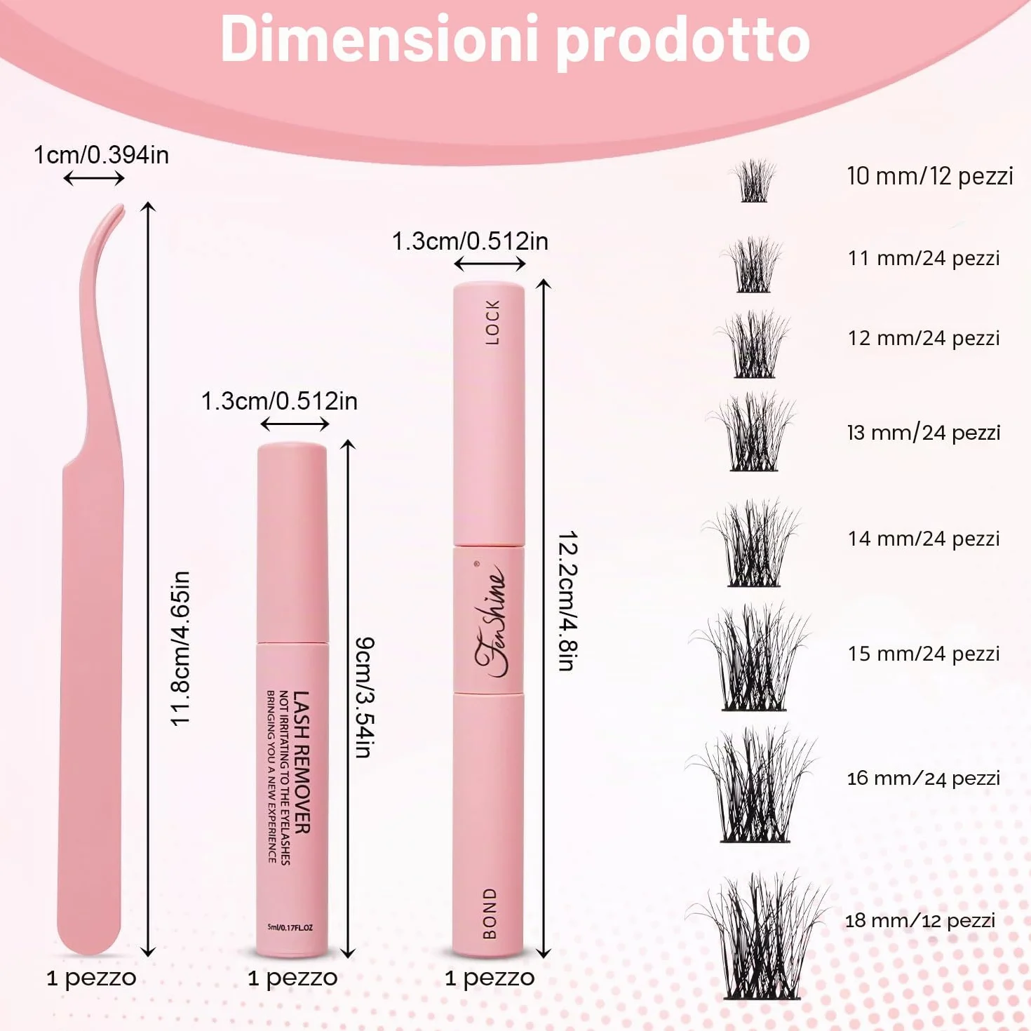 Fenshine Ciglia Finte Cluster Morbide T50 Eyelash Extension Kit