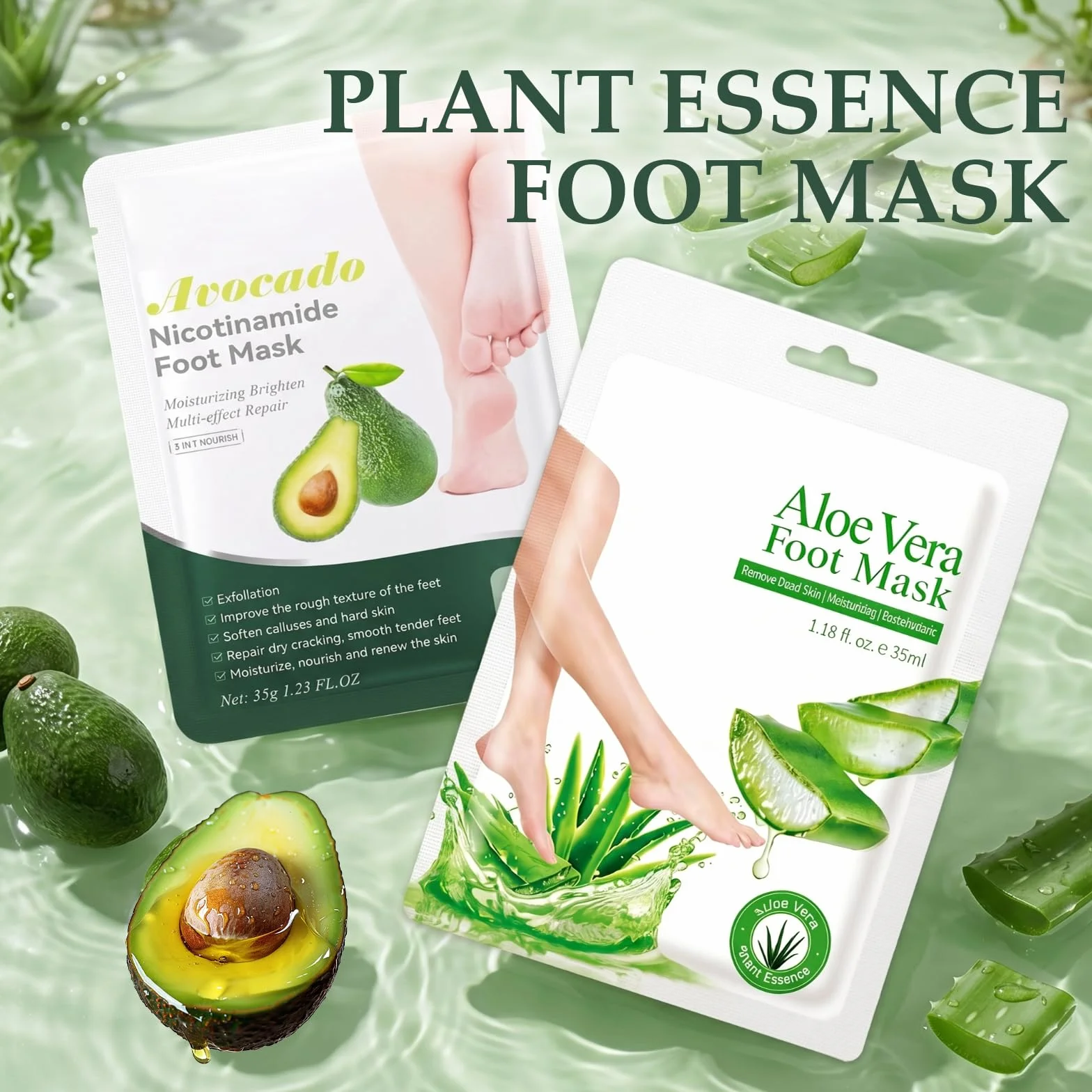 Maschera Piedi Idratante Esfoliante con Aloe Vera e Avocado per Calli e Pelle Morta