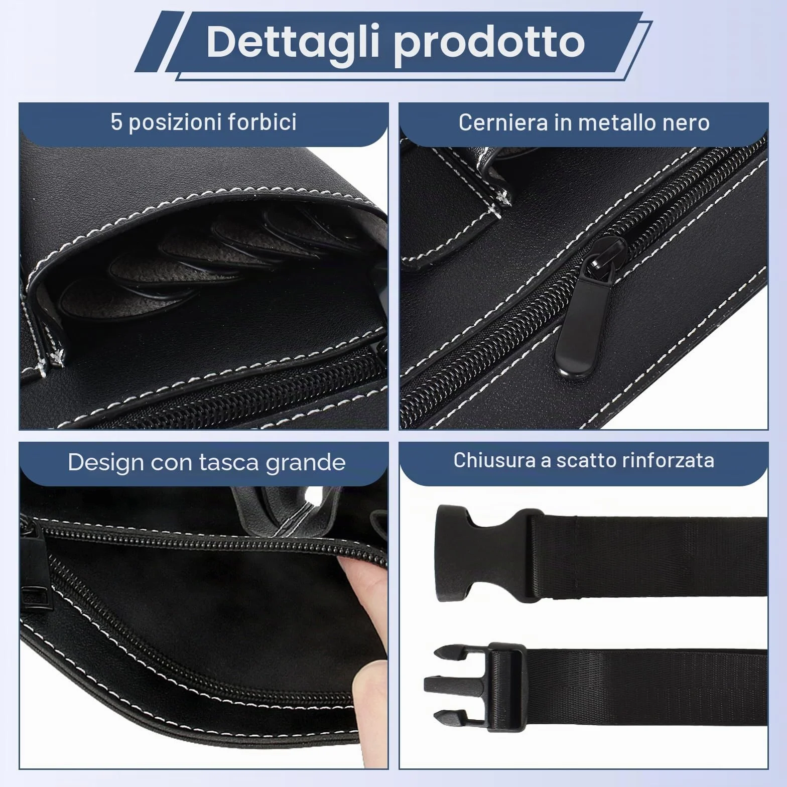 Borsa per forbici da parrucchiere, in pelle PU, marsupio con cintura, forbici professionali e fondina per pettine, borsa porta attrezzi da parrucchiere, per saloni, spa e parrucchieri