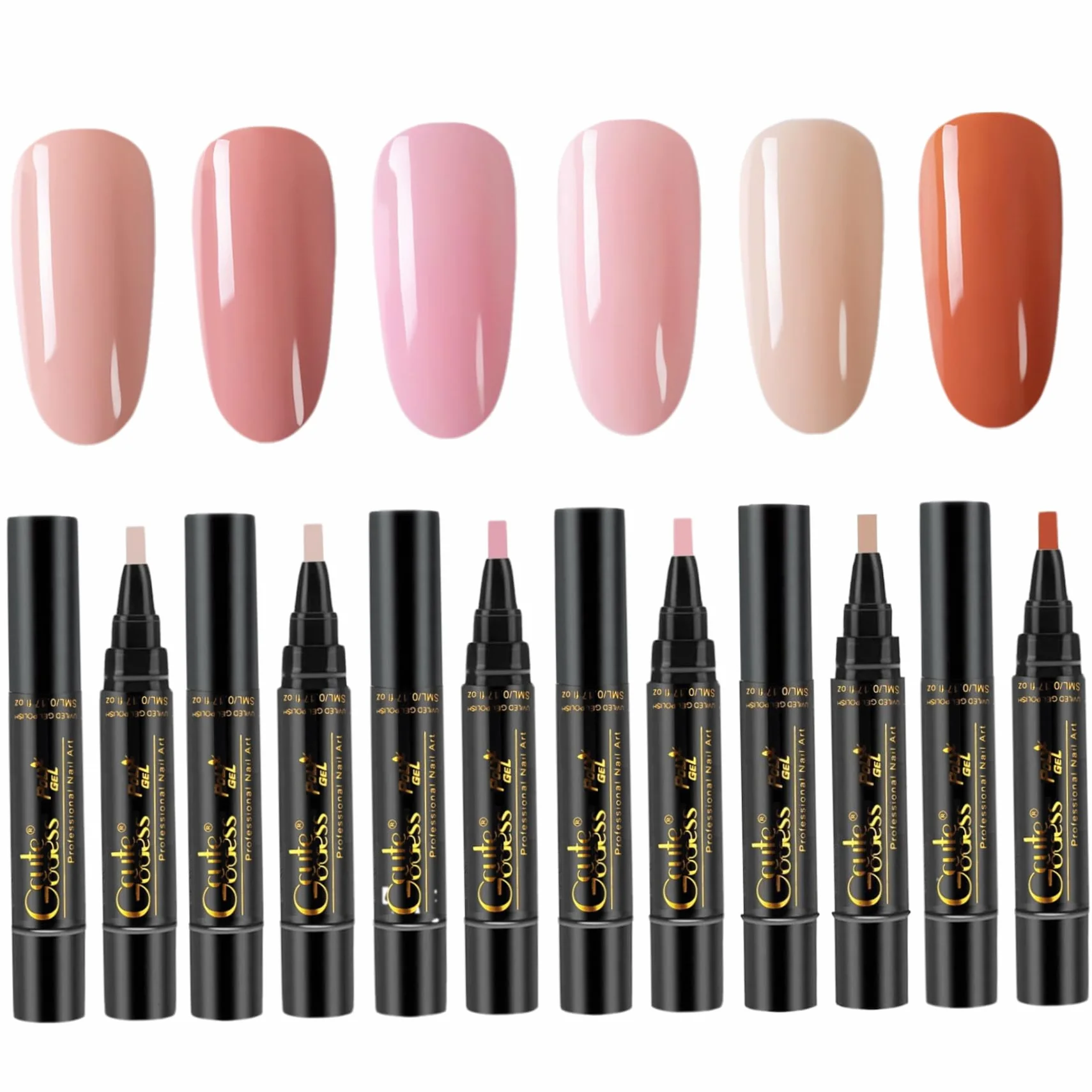 Penna per smalto per unghie, 6 pezzi/set Penna per smalto per unghie, 6 colori 8 ml Set 3 in 1, Penne artistiche per LED UV in un solo passaggio fai-da-te per donne e ragazze, Stile 2 per l'us