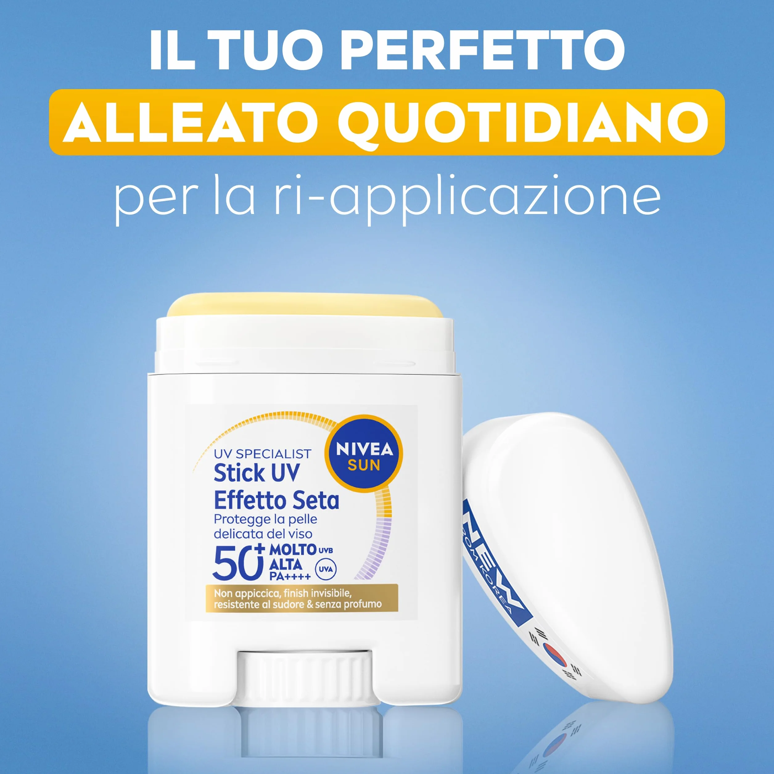 NIVEA SUN UV Viso Specialist Stick UV Effetto Seta SPF 50+ 15 g, Stick solare viso protezione ultra-leggera