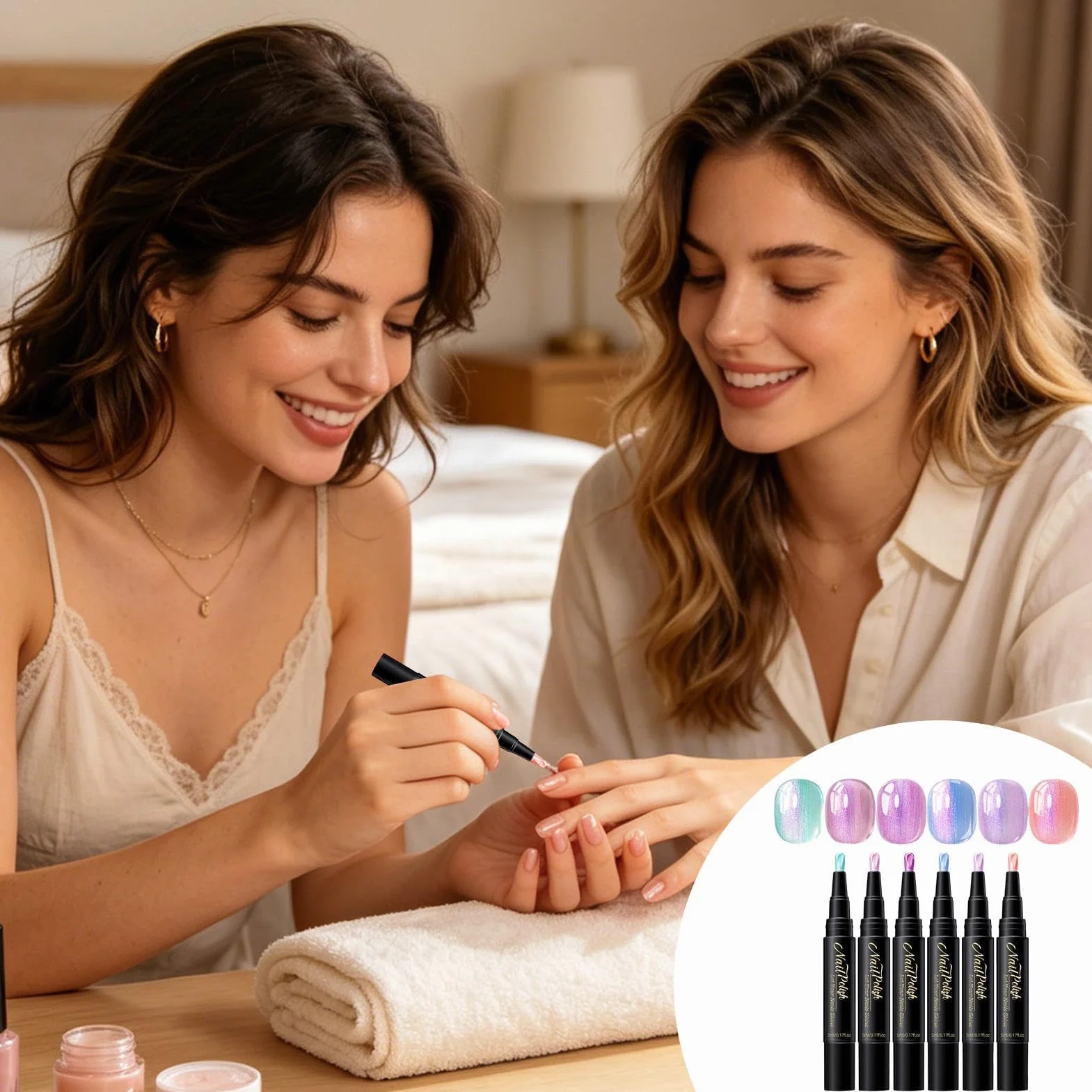 Penne Da Unghie,Gel A Base D'Acqua 6 Colori,Set Di Pennarelli Smalto Unghie Ad Asciugatura All'Aria - Per Casa Salone Feste Viaggi Matrimoni Pratica Donne Ragazze Principianti