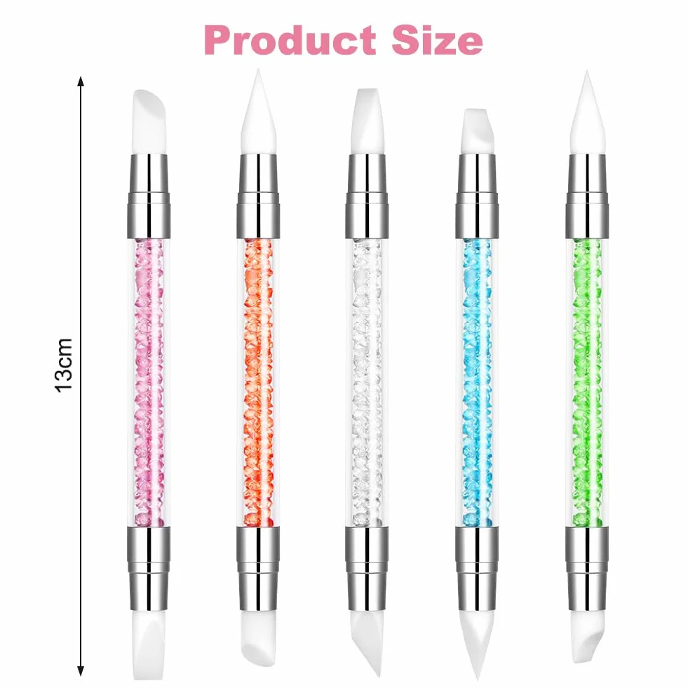 Pennelli in Silicone per Unghie, 5 Pezzi Pennelli in Nail Art con due punte Pennello, Nail Art Sculpture Pen, per intaglio per unghie in gel Strumenti per nail art, per nail art DIY