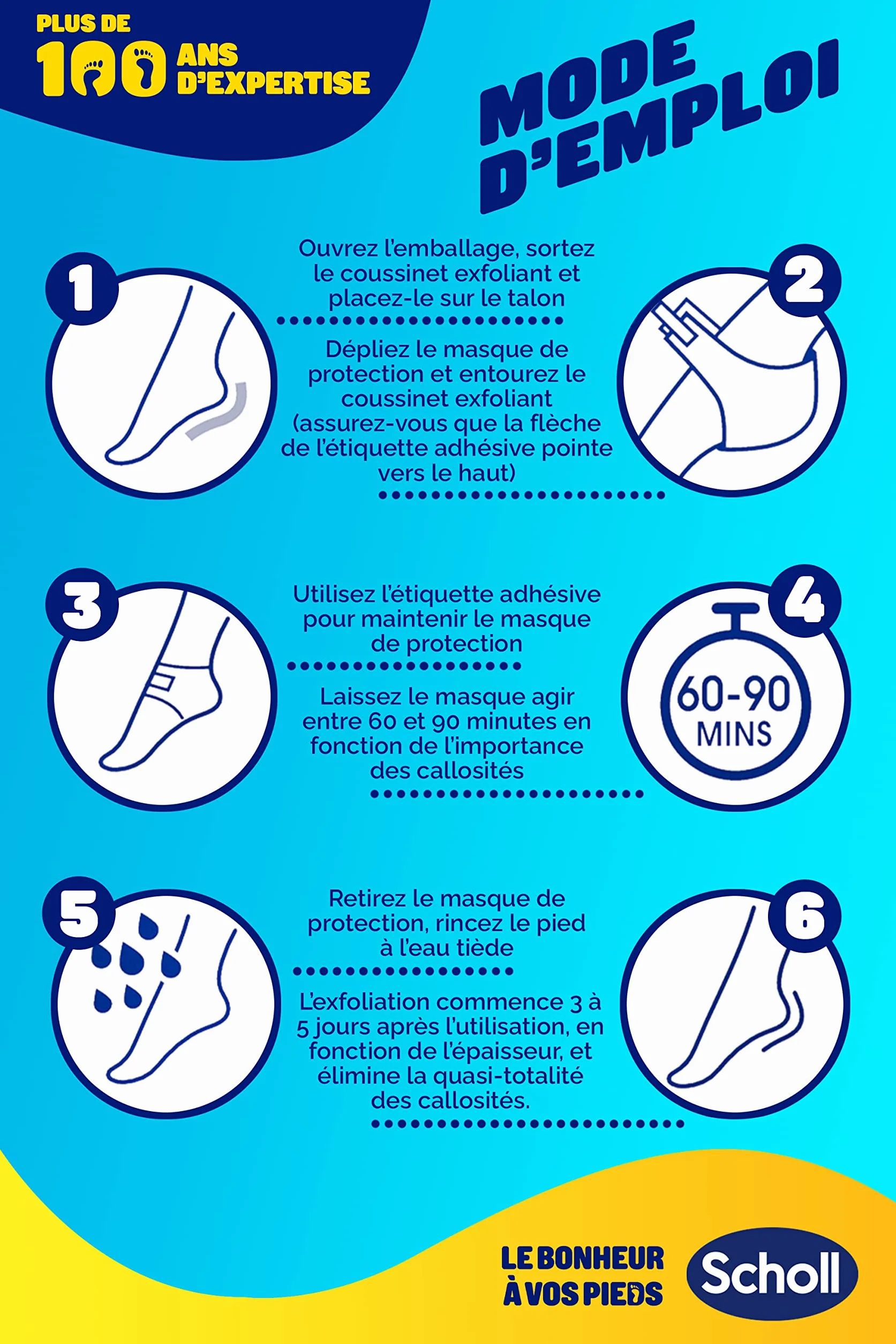 Scholl Maschera per piedi esfoliante con tacco – peeling piedi – elimina calli – cura dei piedi efficace – 2 calzini