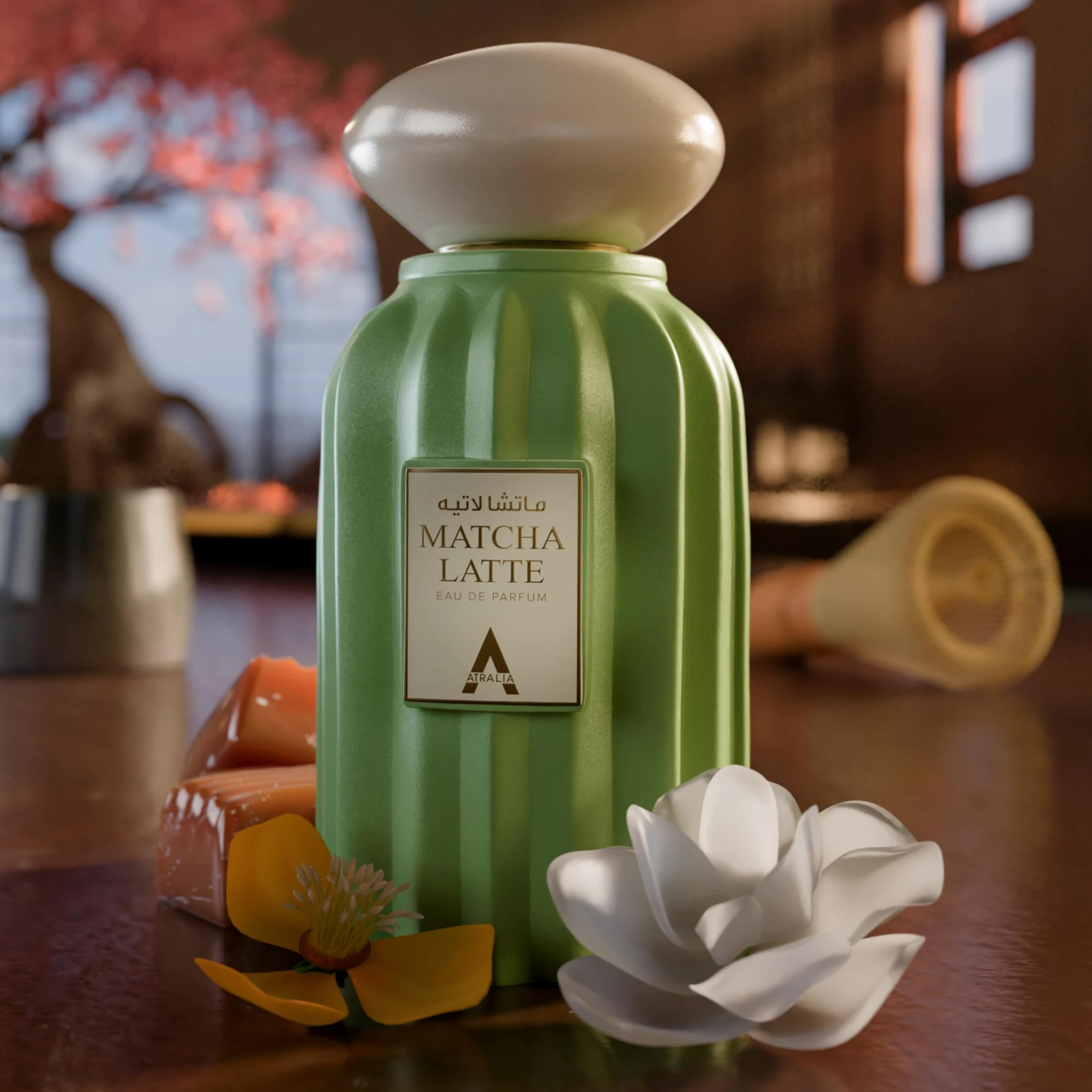 Atralia Matcha Latte Eau de Parfum – Profumo dolce e di lunga durata ispirato al tè Matcha con vaniglia, caramello e fave tonka – fragranza unisex unica, da indossare tutti i giorni e come regalo