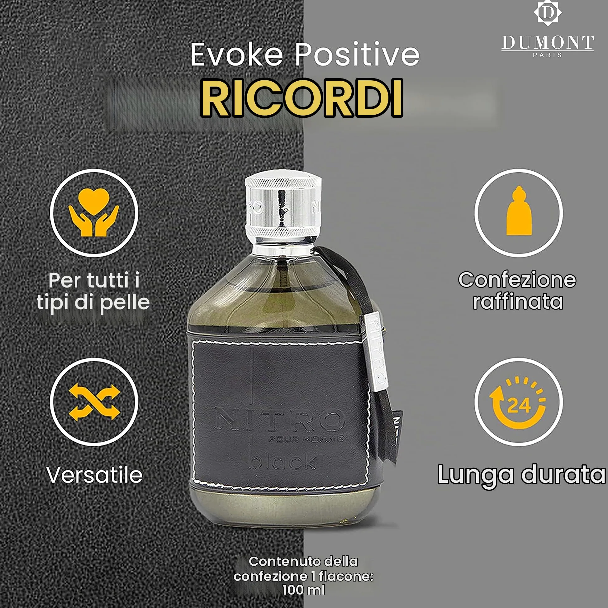 Dumont Paris Nitro Black Pour Homme Edp Profumo Uomo Natural Spray 100ml