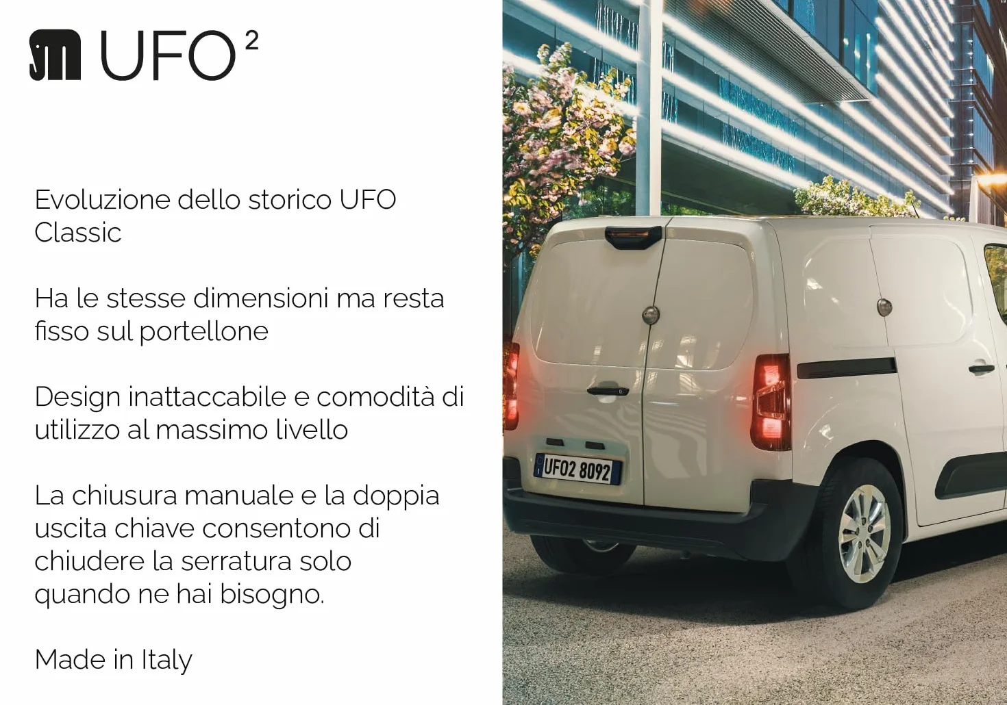 UFO MERONI SERRATURE Ufo2 Serratura Antiscasso Alta Sicurezza Furgoni Veicoli Commerciali Leggeri (2 Pezzi)