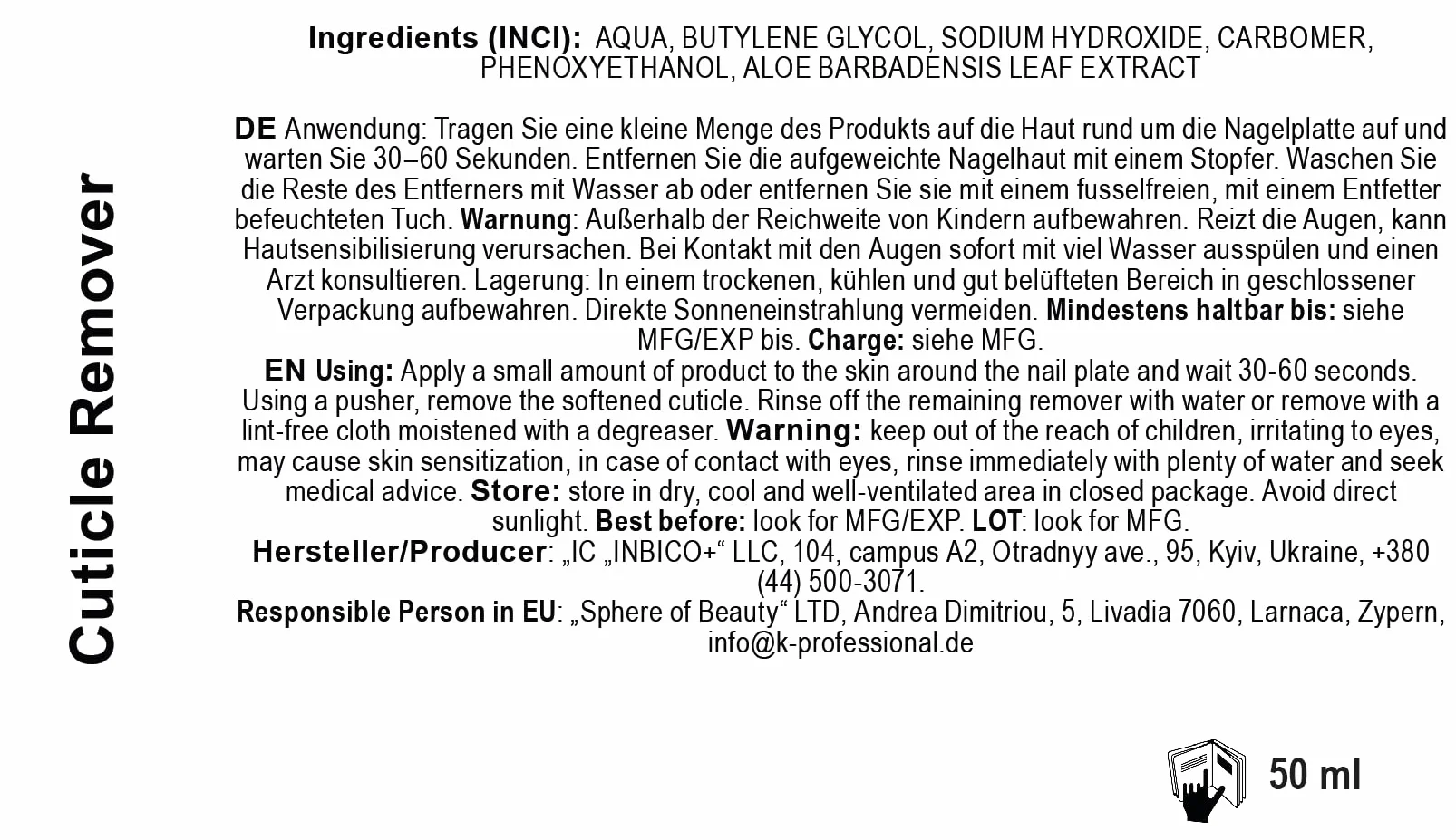 Kodi Professional Rimuovi Cuticole Gel - Cuticle Remover Nail Gel with Aloe Extracts - Ammorbidente per cuticole con estratti di aloe a azione rapida per unghie impeccabili 50 ml