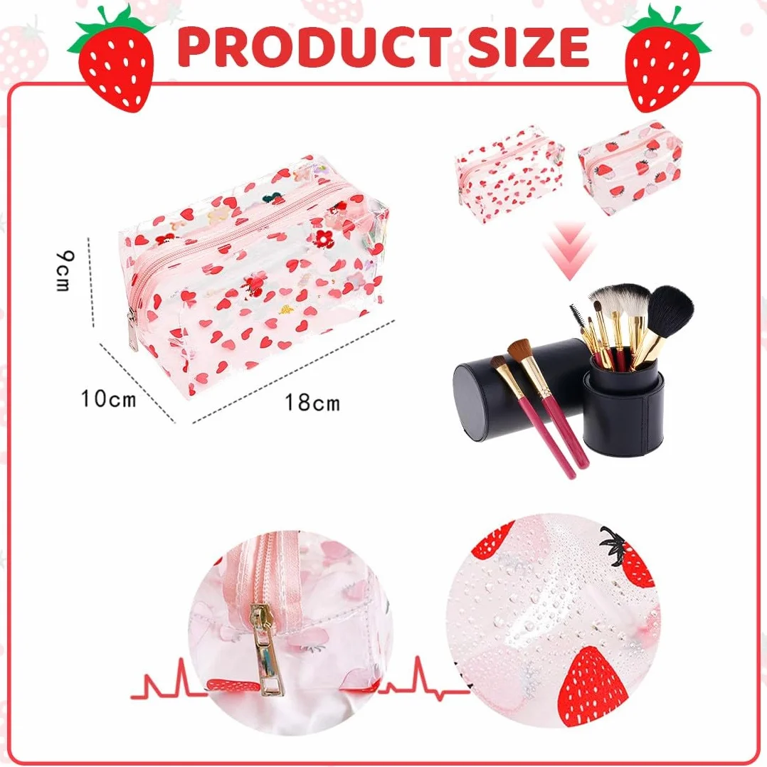 2 Pezzi Beauty Case Trasparente, Beauty Case da Viaggio Borse da Toilette Sacche Trasparenti da Aereo Trousse Trucchi con Cerniera Kit Viaggio Makeup Bag per Cosmetici Donna Uomo