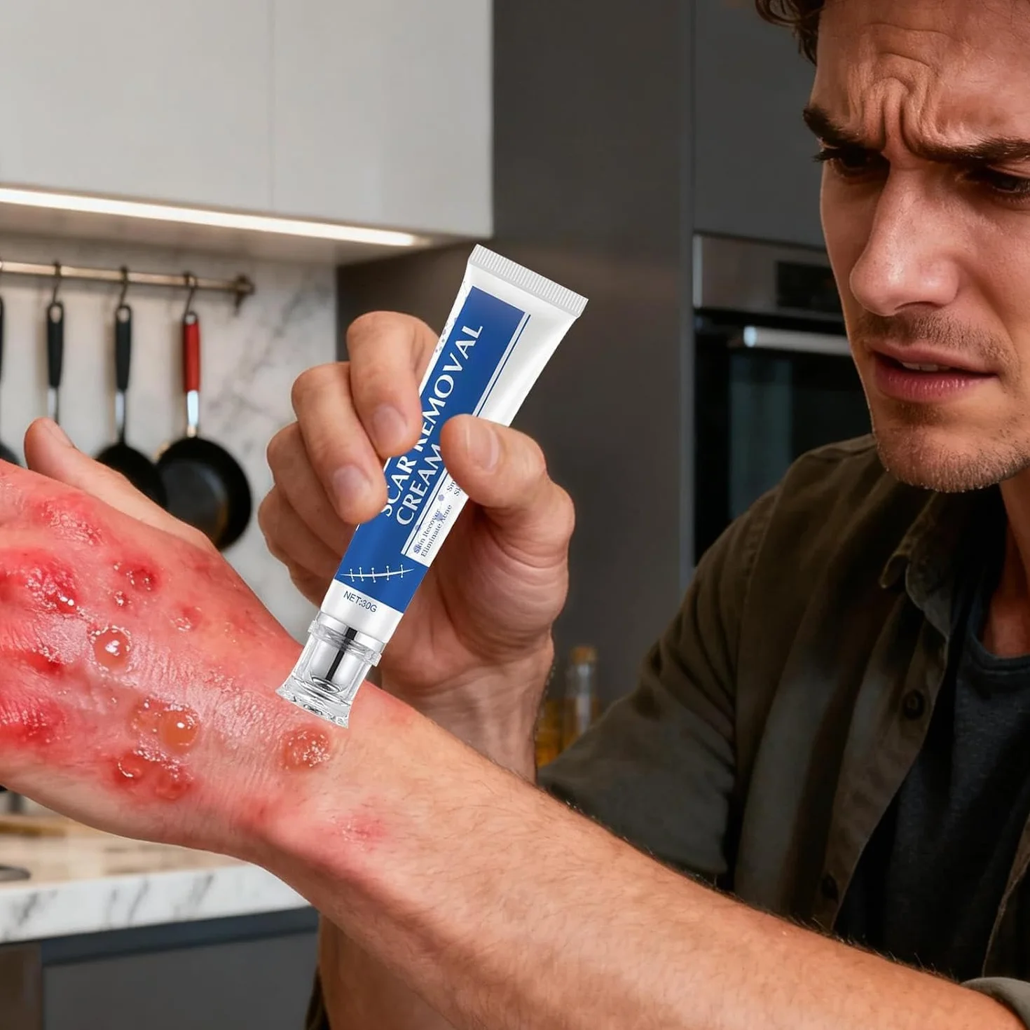 Crema per cicatrici, unguento per la rimozione delle smagliature, ammorbidisce la pelle ruvida, schiarisce ustioni e cicatrici post-operatorie, per la routine quotidiana di ginocchia, ustioni