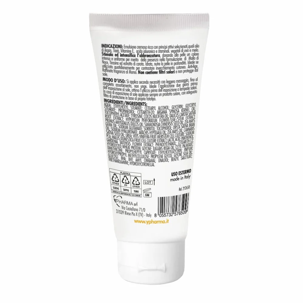 Ypharma Acceleratore Abbronzatura Viso e Corpo – Attivatore Melanina con Acido Ialuronico – Intensifica e Prepara la Pelle al Sole, Made in Italy