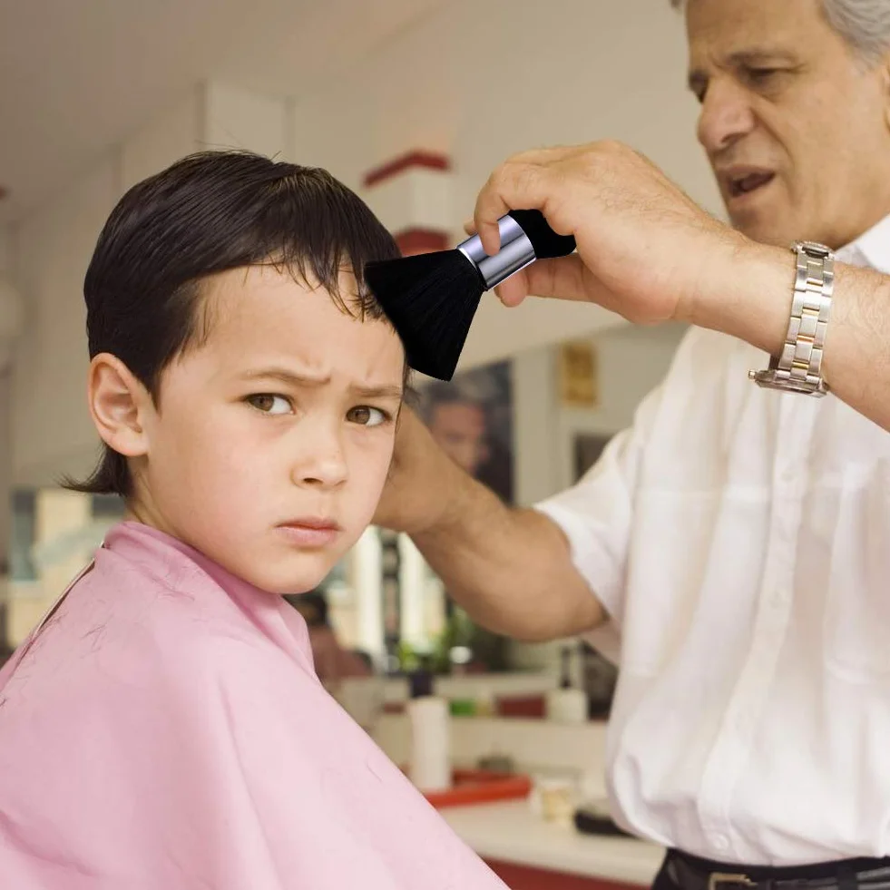 Pennello Parrucchiere, Barbiere collo spazzola ideale per rimuovere i capelli dopo il taglio, Nero