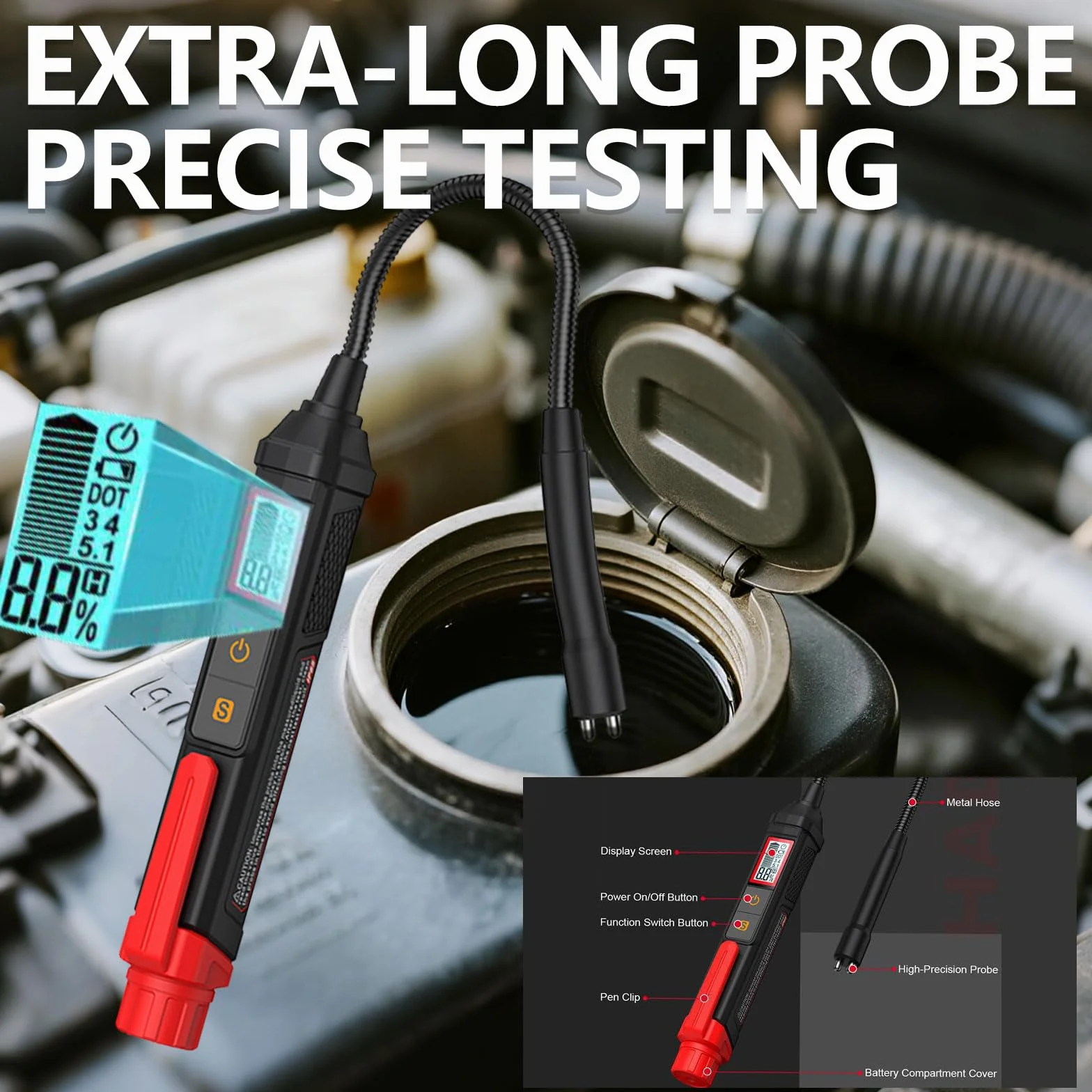 Tester del Liquido dei Freni con LED DOT3 DOT4 DOT5.1 per Auto e Moto