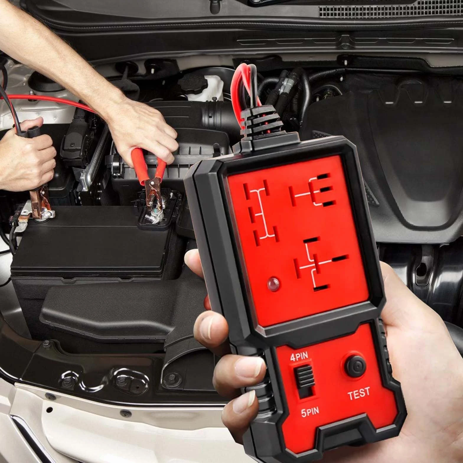 Gomety Tester Per Relè Auto 12/24V Con Pinze, Kit Di Test Portatile, Display LED