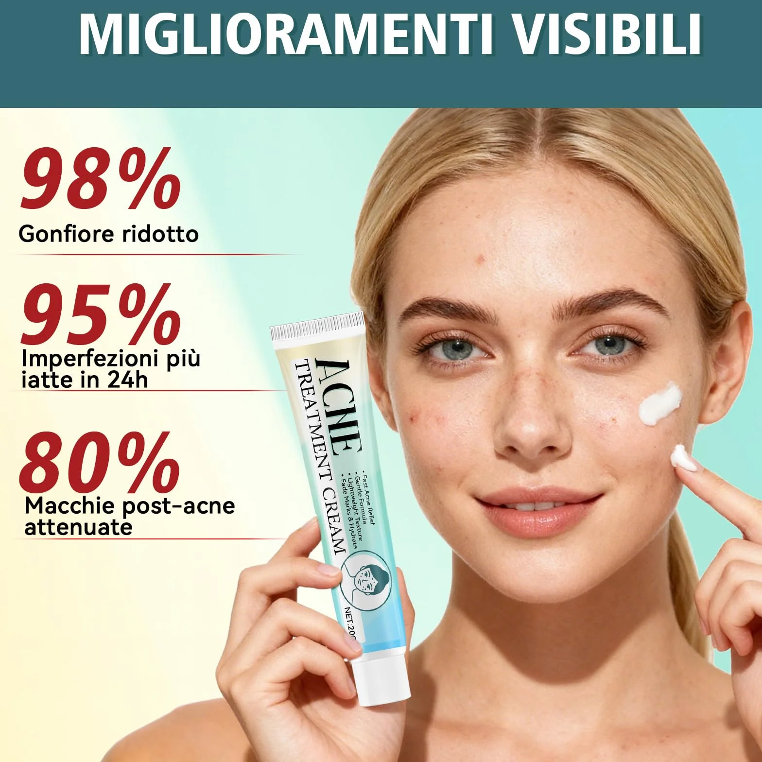 Crema Brufoli Viso, Crema Acne Potentissima, Cura per Brufoli e Imperfezioni, Riduce Subito Acne e Brufoli, Punti Neri e Rossori, Adatta a Tutti i Tipi di Pelle e Età,per la Pelle di Viso e Corpo